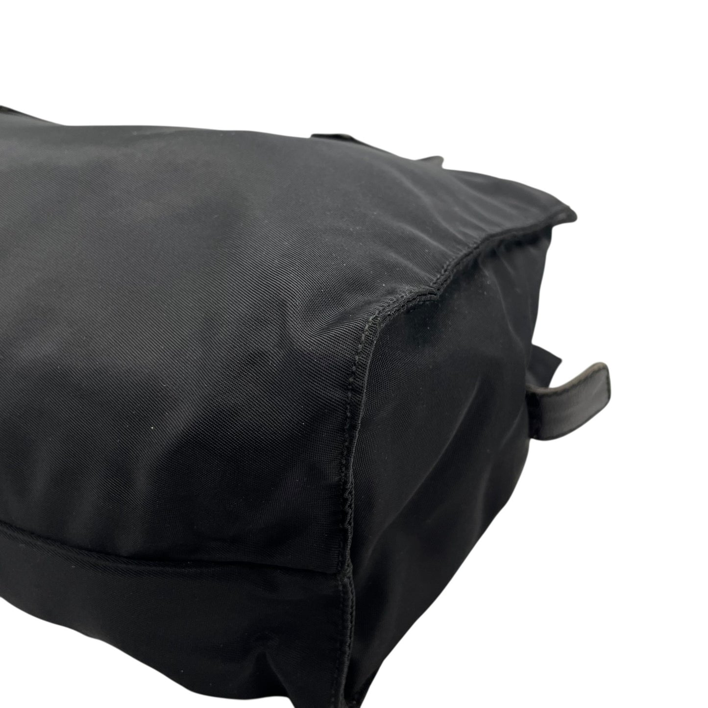 Authentic PRADA Tote Bag Black Nylon Shoulder Bag Triangle Logo Silver Hardware A4 Storage Zipper Women's Tessuto