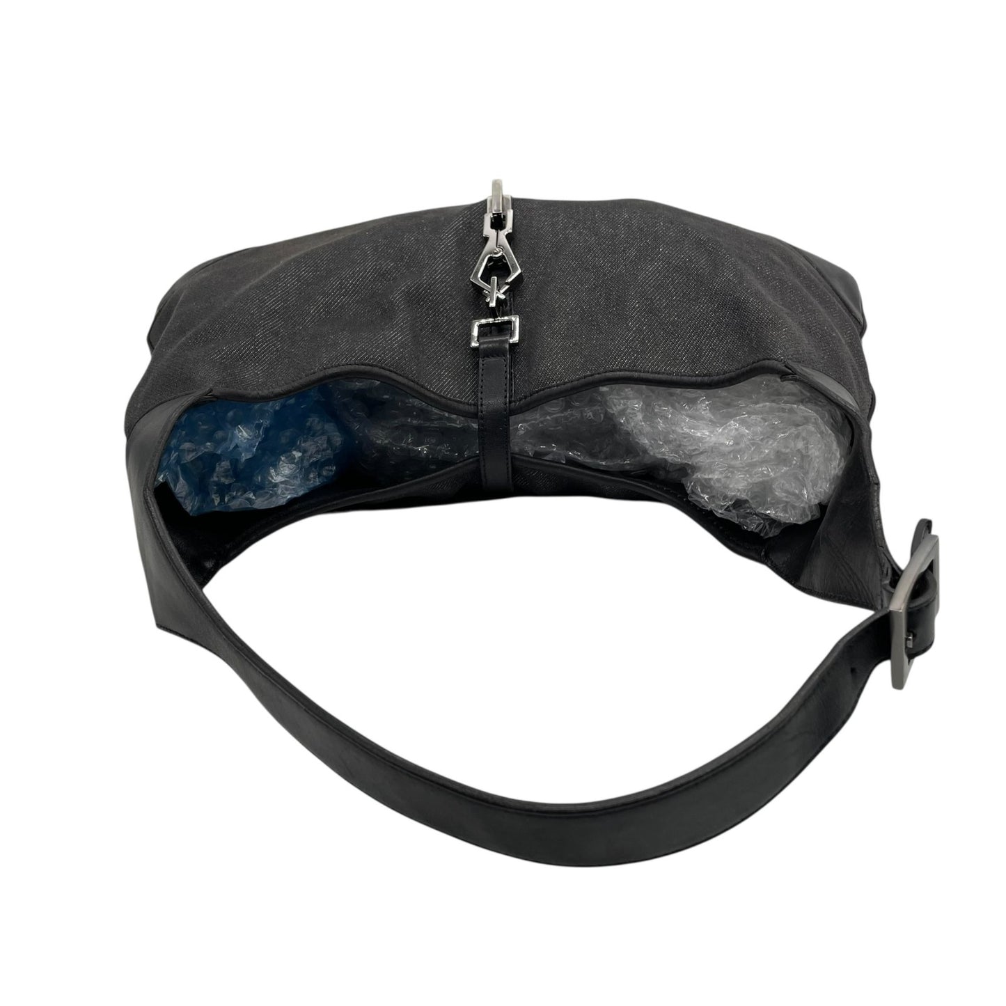 Authentic GUCCI Jackie Shoulder Bag 28629 Black Canvas Leather Logo Gold Hardware Women's