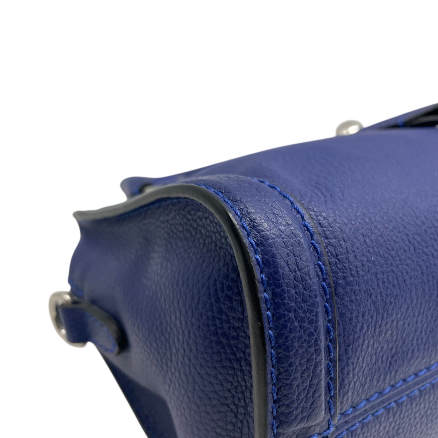 Authentic ALEXANDER McQUEEN 2WAY Handbag Shoulder Bag Skull Padlock Blue Leather Women's Crossbody