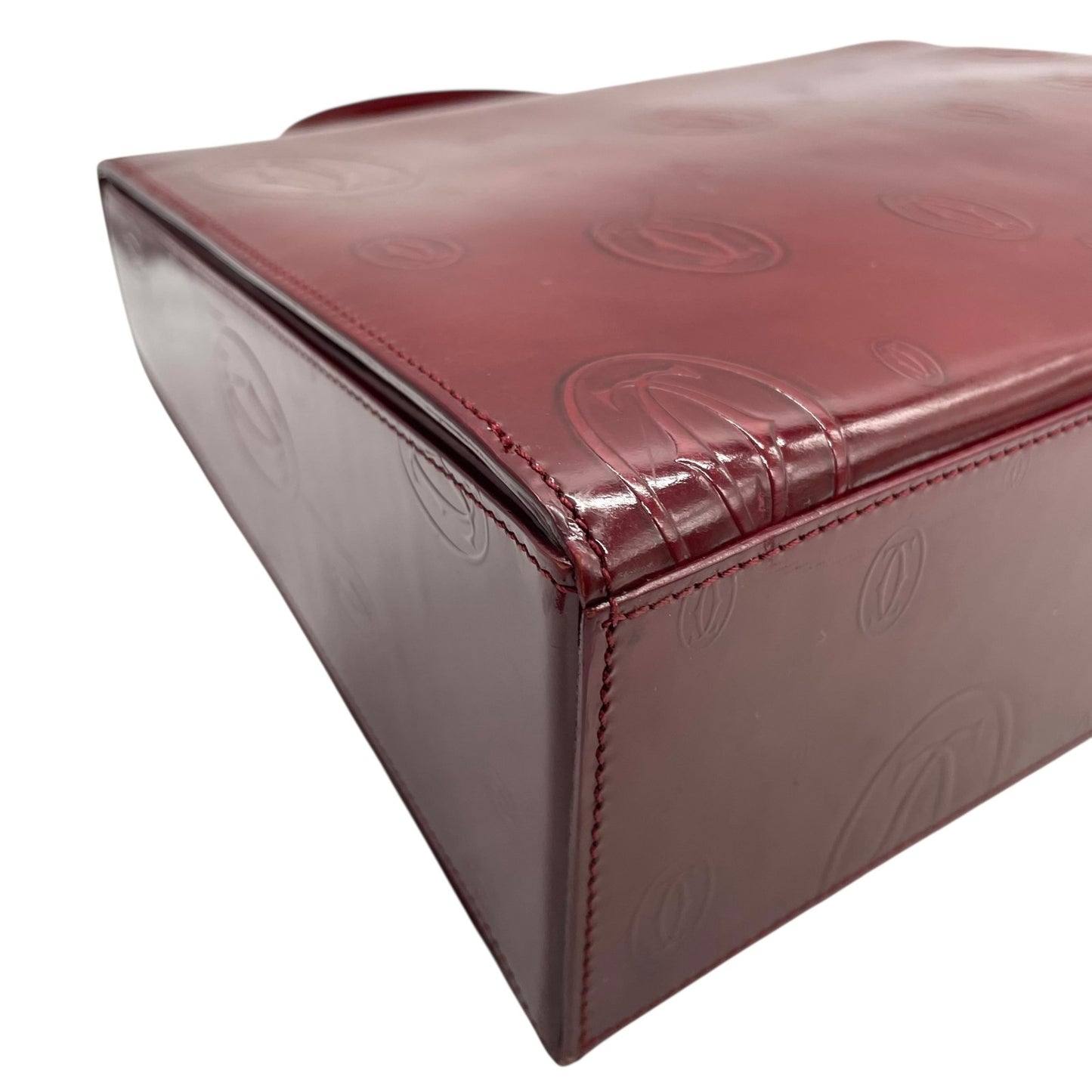 Authentic Cartier Happy Birthday Handbag Patent Leather Bordeaux Red Enamel Women's with Guarantee Card
