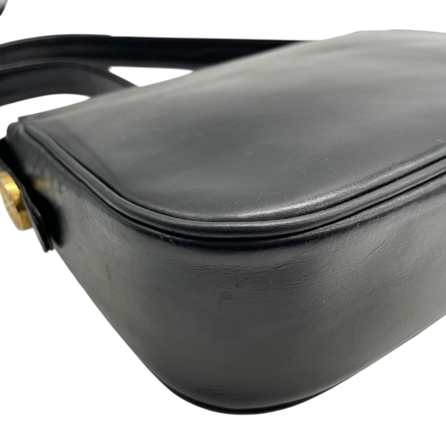 Authentic CELINE Shoulder Bag Black Leather Horse Carriage Gold Hardware Vintage Women's Crossbody