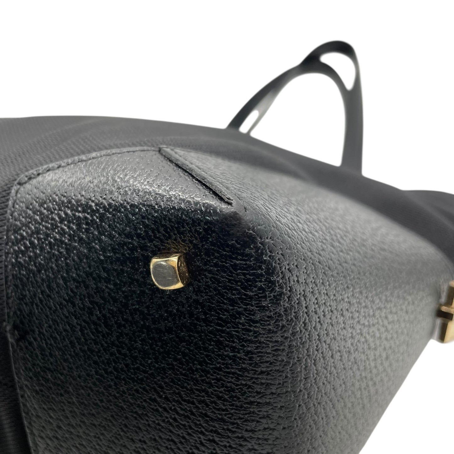 Authentic Salvatore Ferragamo DH-21 Tote Bag Canvas Leather Black Gold Hardware Women's Shoulder Bag