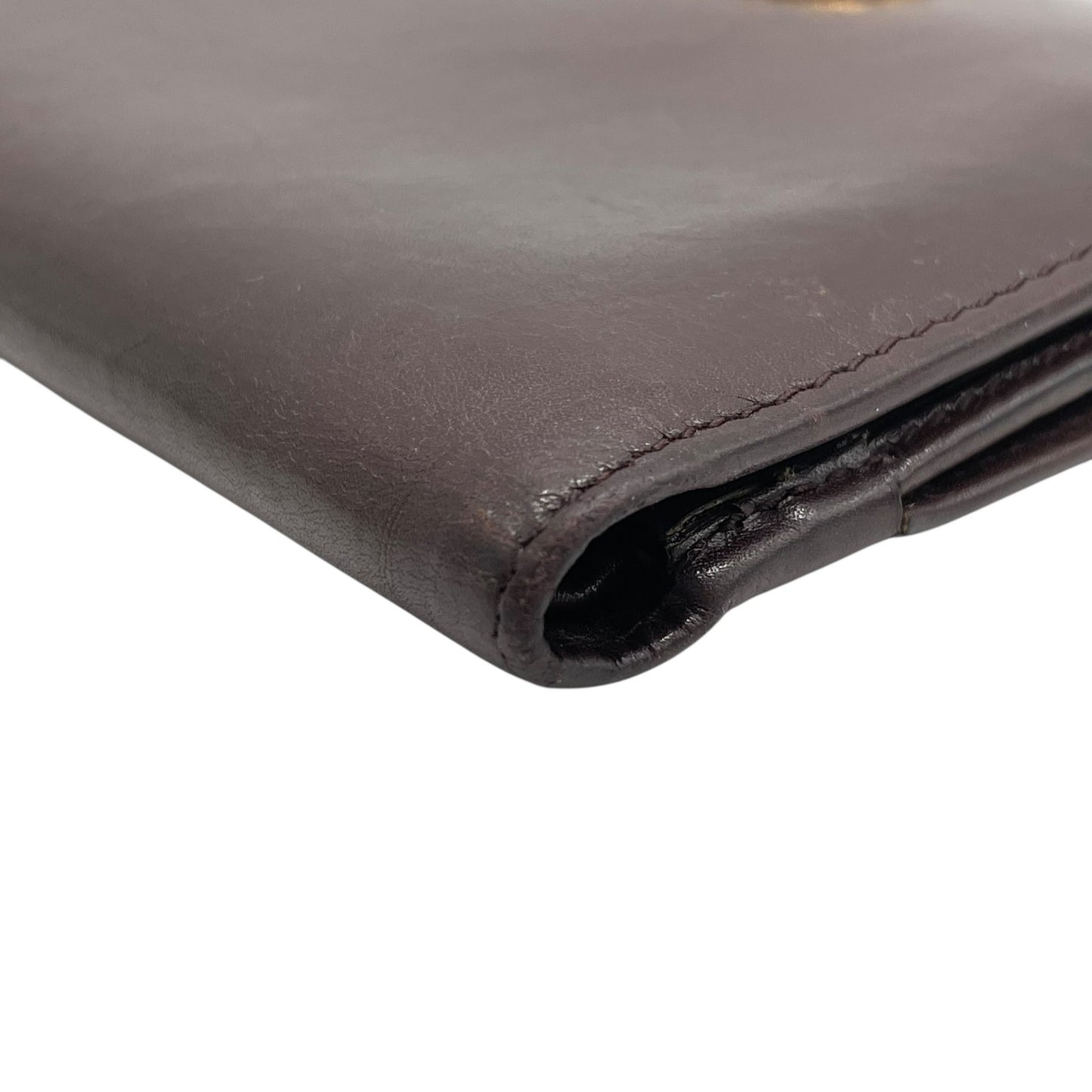 美品 GUCCI グッチ レザー 二つ折り財布 ボルドー ブラウン ゴールド金具 インターロッキング 035-904 ヴィンテージ レディース オールドグッチ M4