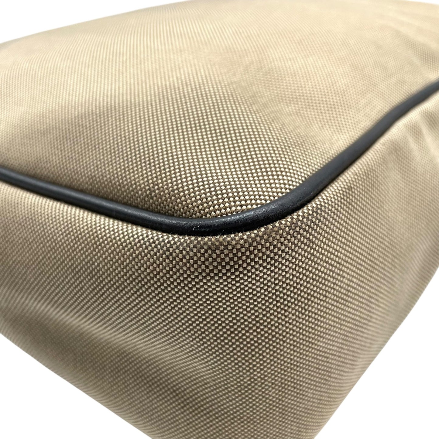 美品 PRADA プラダ ショルダーバッグ ジャガード VA0644 キャンバス レザー ベージュ ブラウン シルバー金具 斜め掛け可 クロスボディ ロゴ メンズ レディース Q