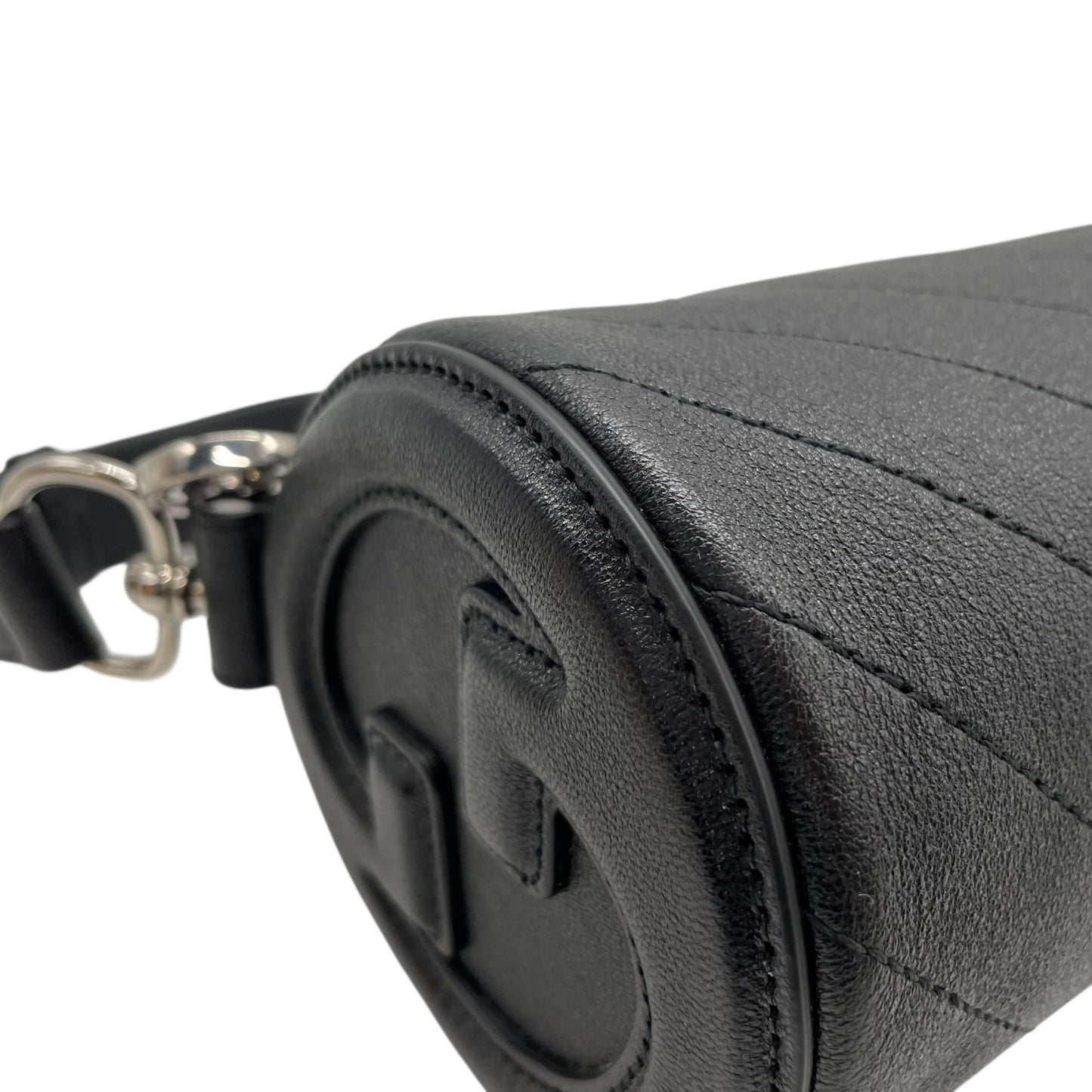 新品同様 GUCCI グッチ ブロンディ ミニバッグ ハンドバッグ レザー 本革 ブラック 黒 760170 インターロッキング GG シルバー金具 レディース A