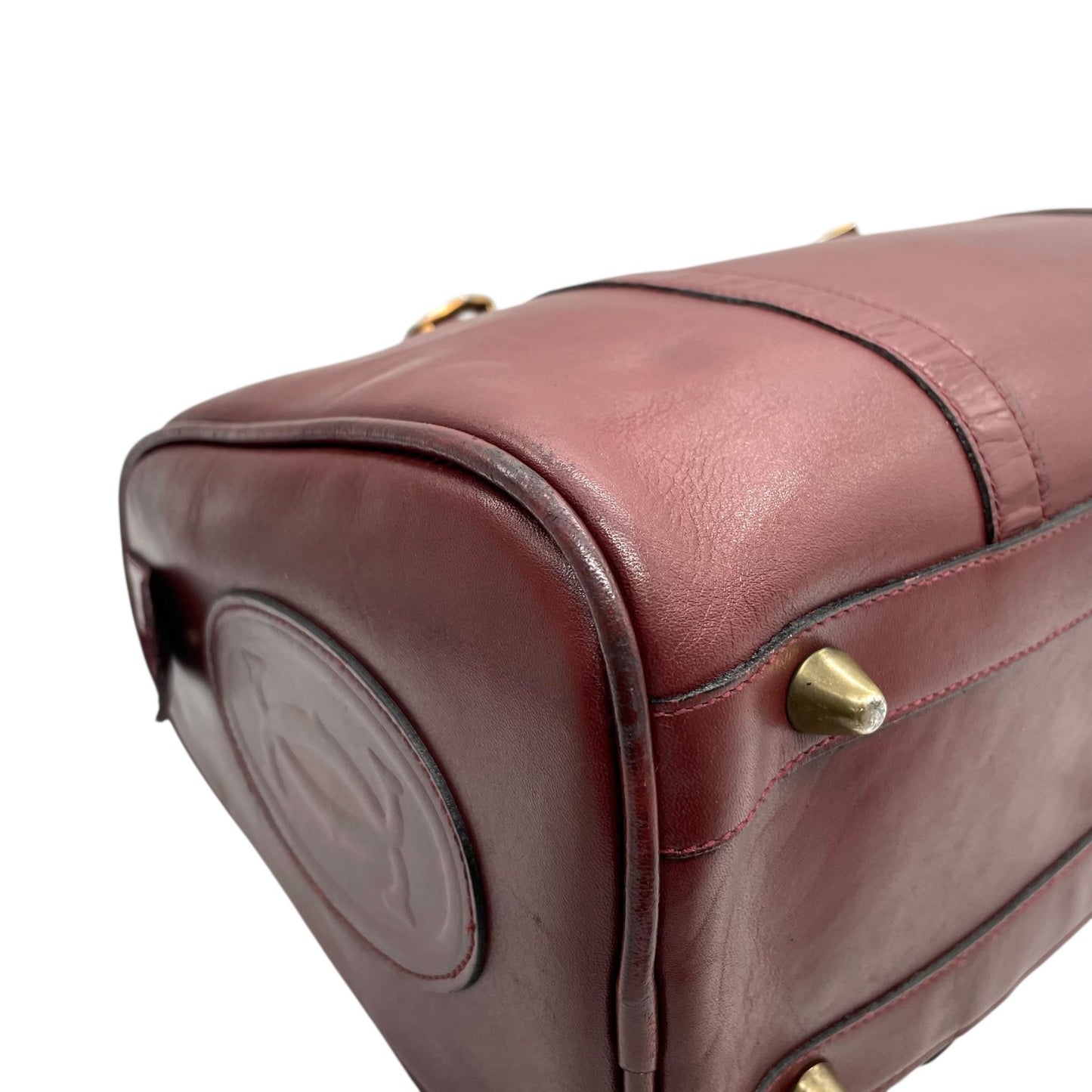 Cartier カルティエ マストライン ボストンバッグ レザー 赤 ボルドー ワインレッド ゴールド金具 パドロック クロシェット 2Cモチーフ メンズ レディース ヴィンテージ U1