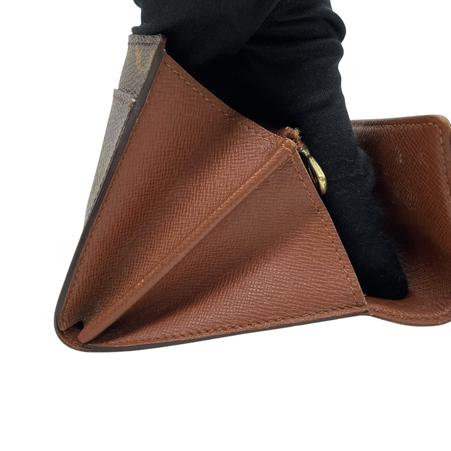 LOUIS VUITTON ルイヴィトン モノグラム ポシェット ポルトモネ クレディ 長財布 二つ折り ファスナー M61726 茶 ブラウン PVC レザー メンズ レディース W3