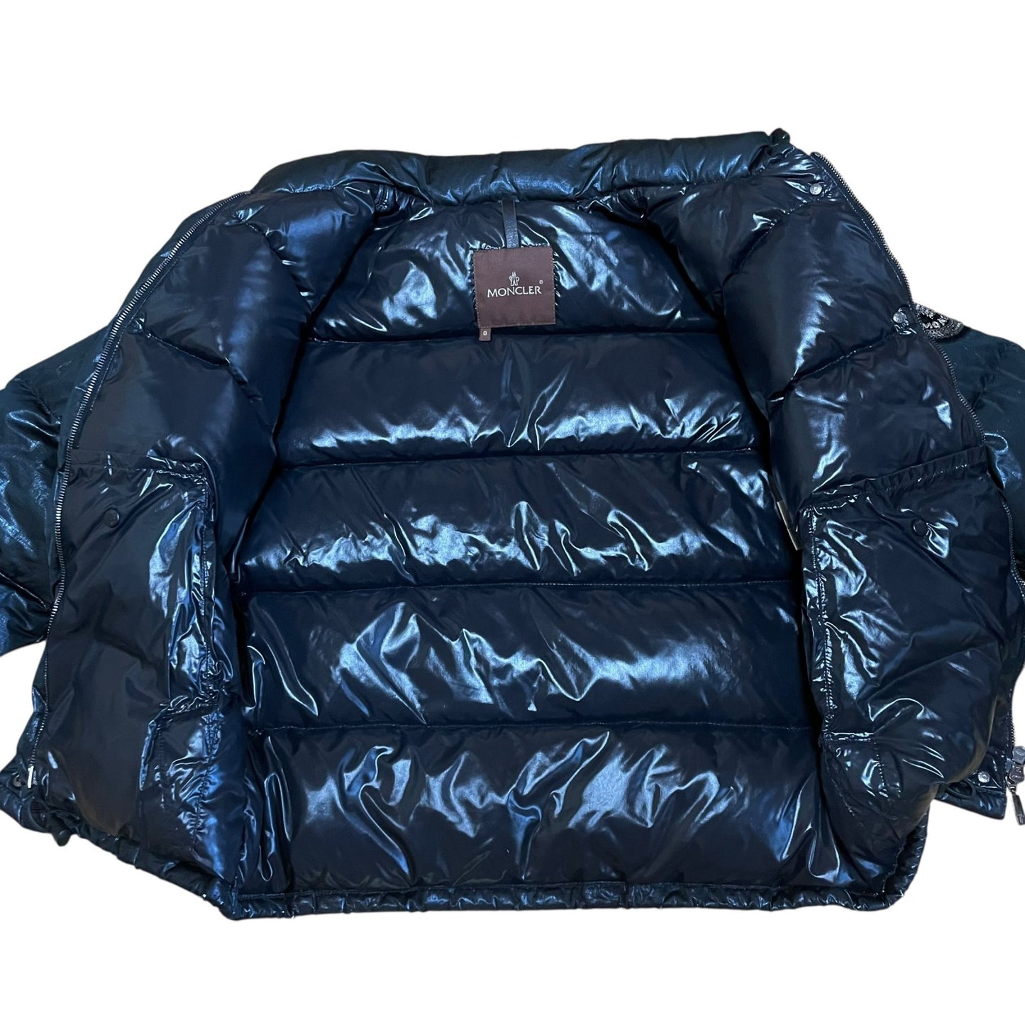 MONCLER モンクレール ダウンジャケット グレー 黒 ブラック スワロフスキー ビーズ 立体ワッペン 茶タグ ナイロン サイズ0 メンズ レディース CT