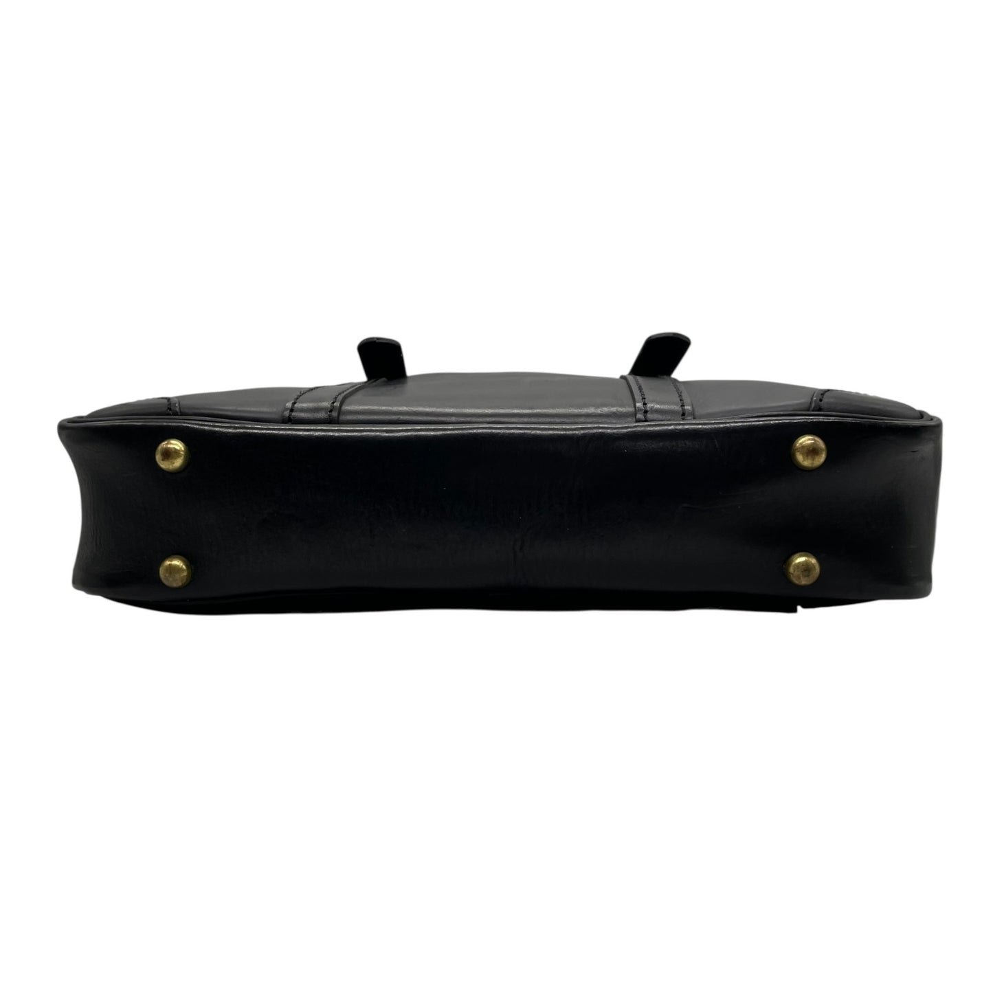 美品 Herz ヘルツ 二本手 ビジネスバッグ ブリーフケース 書類鞄 黒 ブラック レザー 日本製 ゴールド金具 A4対応 BW-57 メンズ レディース C