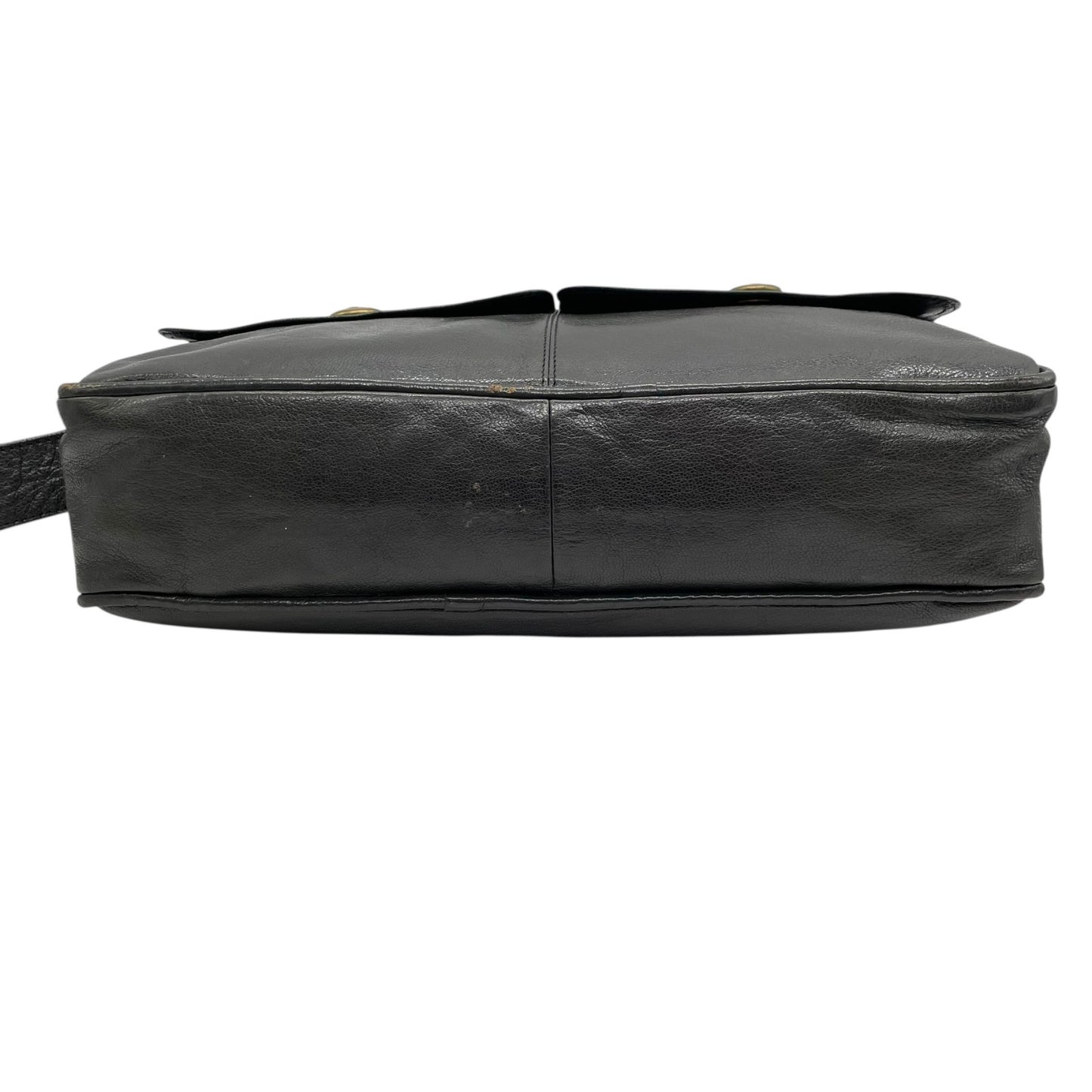 CELINE セリーヌ ダークグレー ショルダーバッグ 裏地総柄 馬車柄 ゴールド金具 ダブルポケット 肩掛け可 ポシェット レザー レディース K5