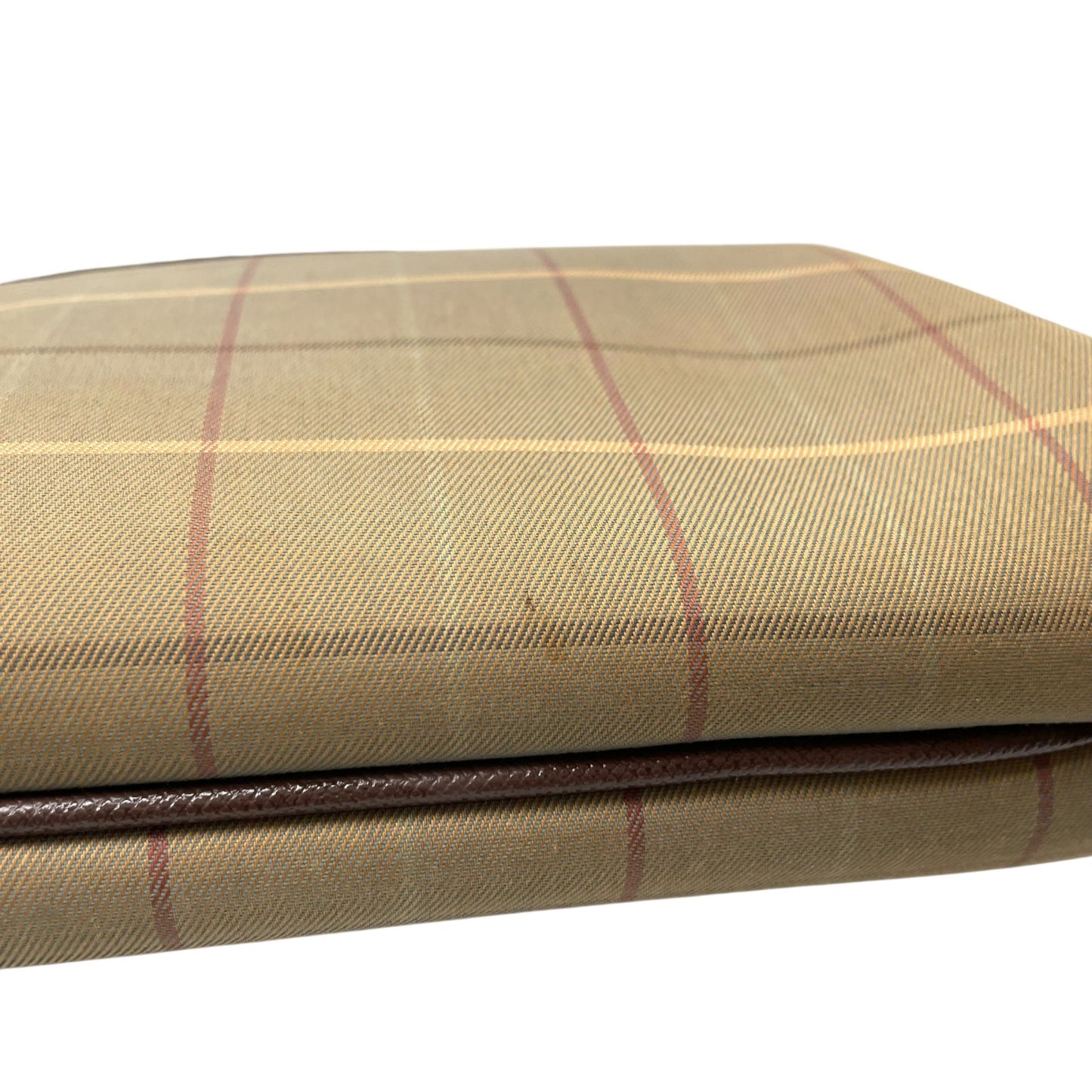 Burberry バーバリー クラッチバッグ セカンドバッグ ポーチ カーキ ブラウン ブラウン金具 キャンバス レザー ファスナー開閉 チェック柄 ホースロゴ メンズ レディース ヴィンテージ U4