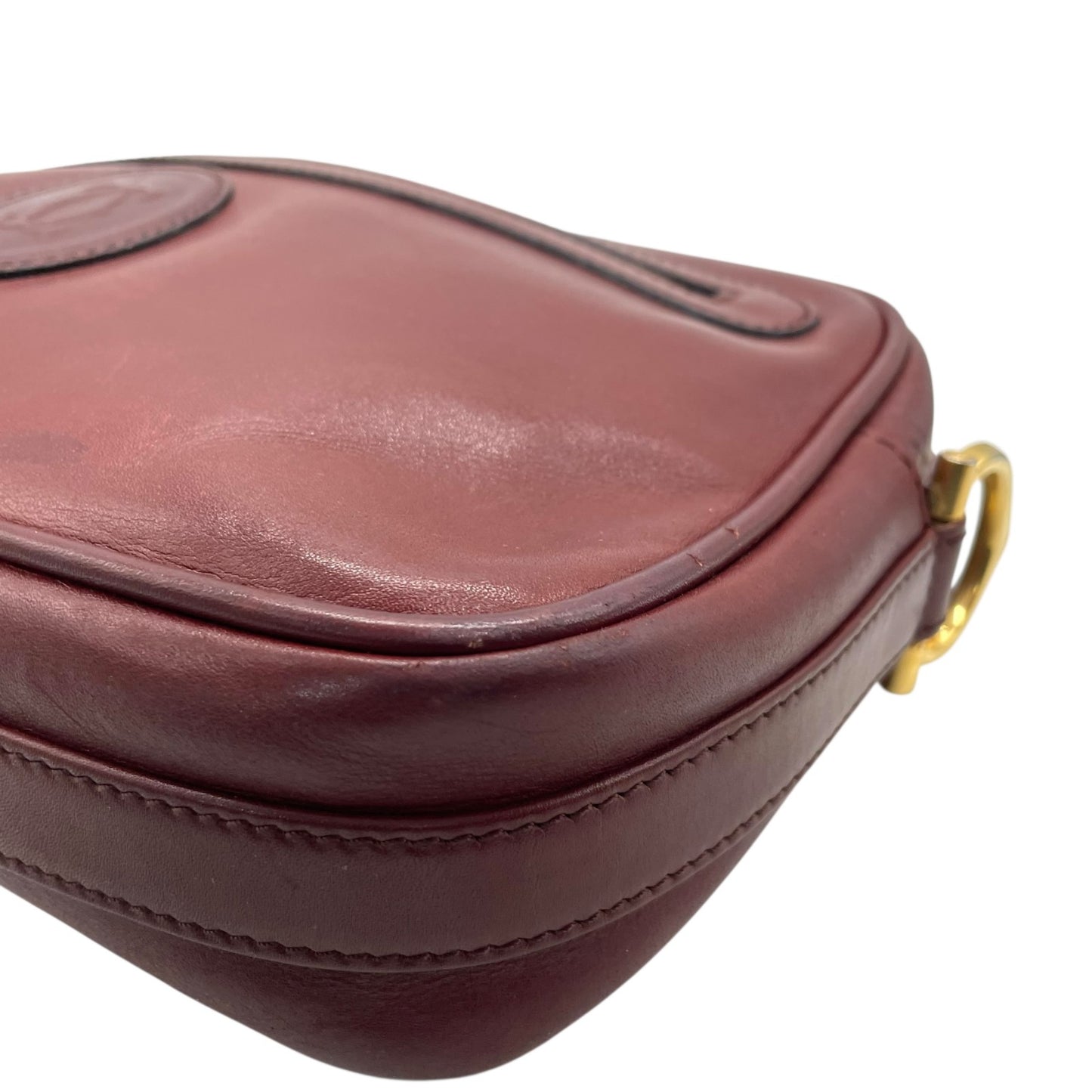 Cartier カルティエ マストライン ショルダーバッグ 赤 ボルドー ワインレッド レザー ゴールド金具 ファスナー開閉 肩掛け可 レディース ヴィンテージ K10