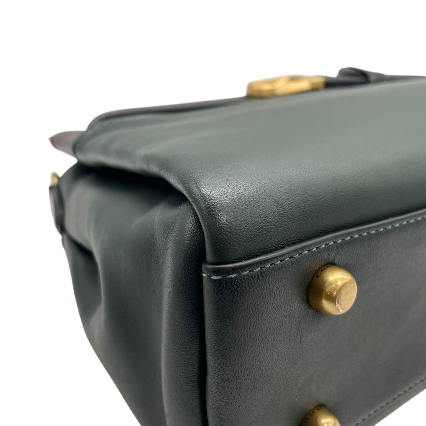 Authentic COACH Tate Carryall 2WAY Handbag Shoulder Bag Dark Green Black Leather Horse Logo