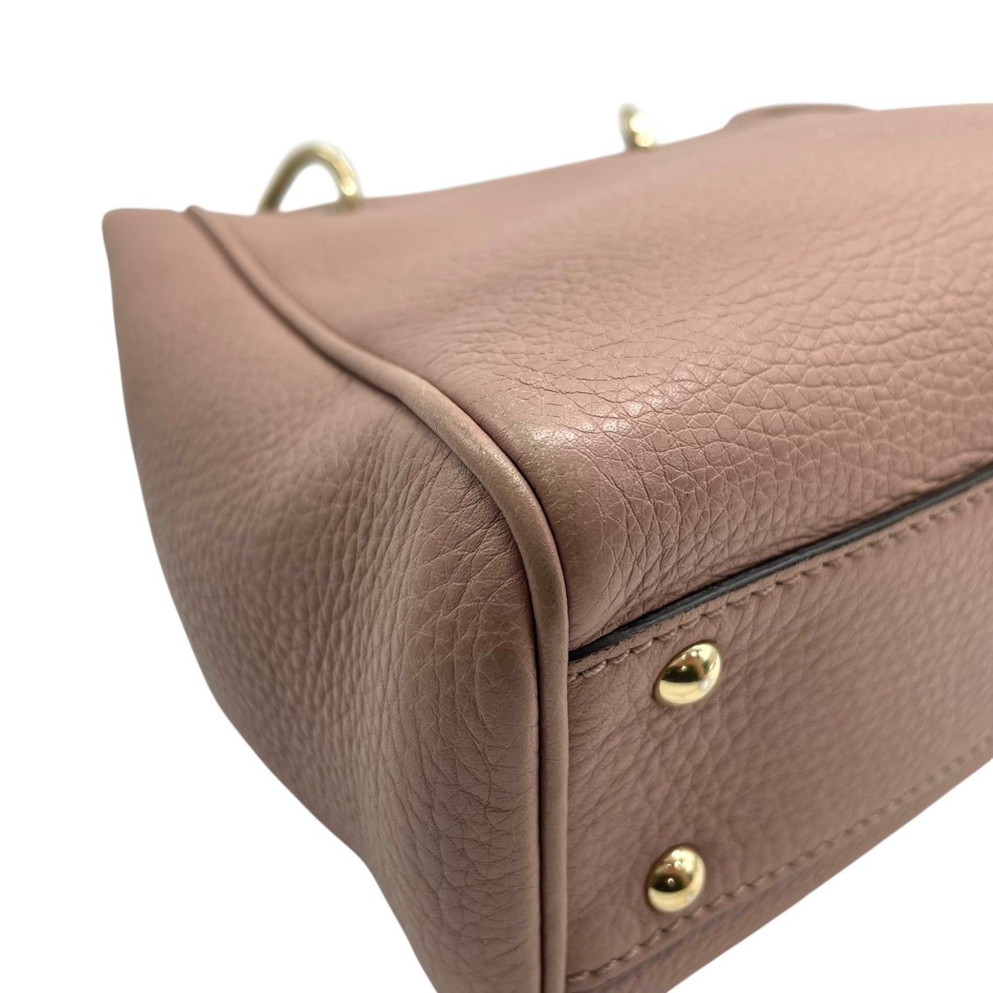 Authentic GUCCI Bamboo Mini Shopper 2WAY Pink Leather Gold Logo Shoulder Handbag