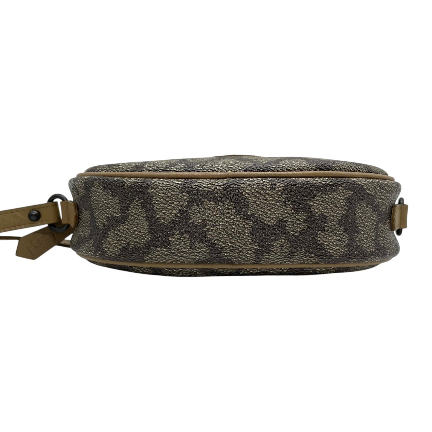 Authentic YVES SAINT LAURENT Giraffe Pattern Camera Bag Shoulder Gray Brown Vintage Women