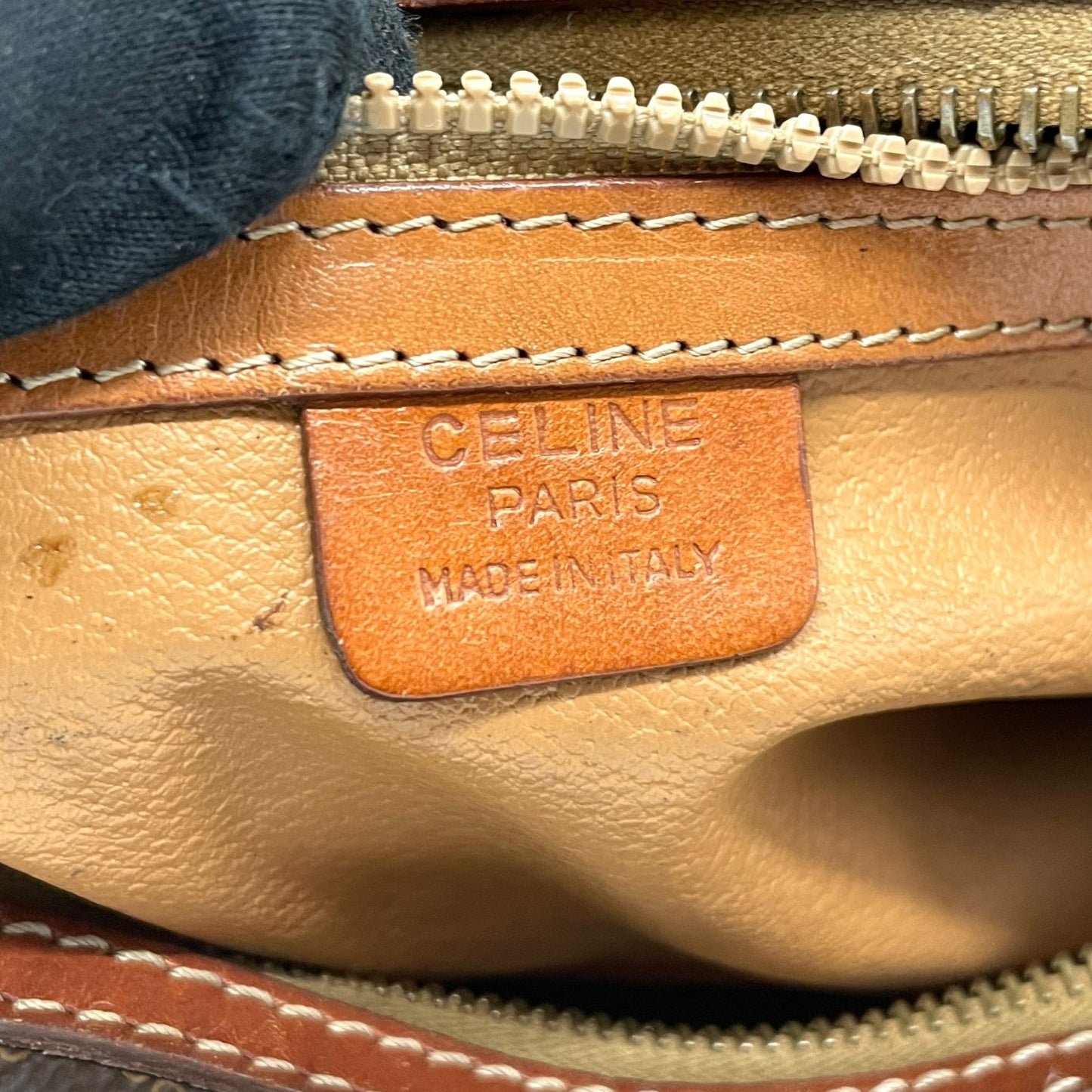 CELINE セリーヌ マカダム 2WAY ハンドバッグ ショルダーバッグ PVC レザー 茶 ブラウン ゴールド金具 斜め掛け可 レディース ヴィンテージ D3