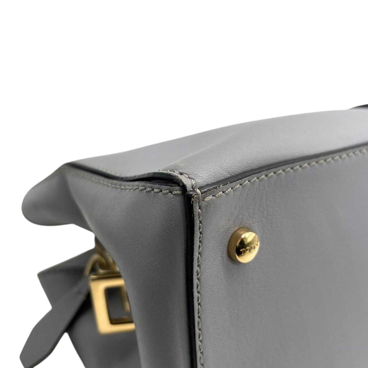 極美品 トッズ TOD'S Dキューブ スモール Dバッグ 2WAY ハンドバッグ ショルダーバッグ ミニボストン 肩掛け 斜め掛け グレーブルー 青 グレー 本革 レザー レディース A