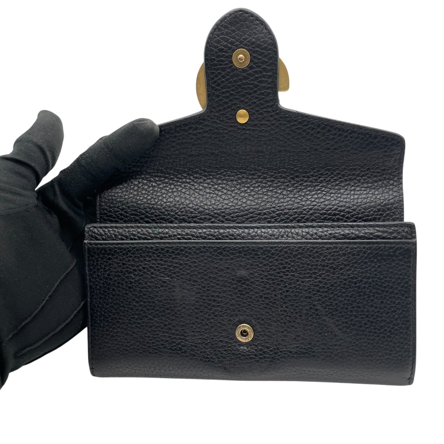 GUCCI グッチ GGマーモント 長財布 レザー 黒 ブラック ゴールド金具 箱付き レディース W2