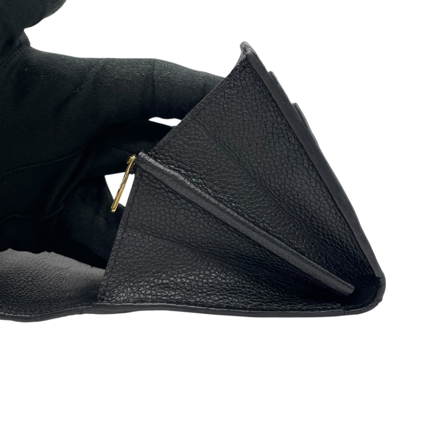 美品 LOUIS VUITTON ルイヴィトン ポルトフォイユ メティス アンプラント レザー ノワール 黒 ブラック ゴールド金具 長財布 モノグラム ロゴ M62458 レディース W2