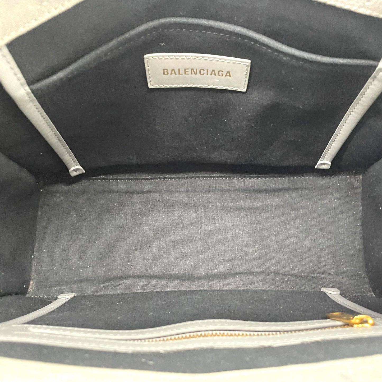 BALENCIAGA バレンシアガ ハードウェア スモール トートバッグ 2way ショルダーバッグ グレー キャンバス レザー ゴールド金具 ロゴ 671402 斜め掛け可 レディース B