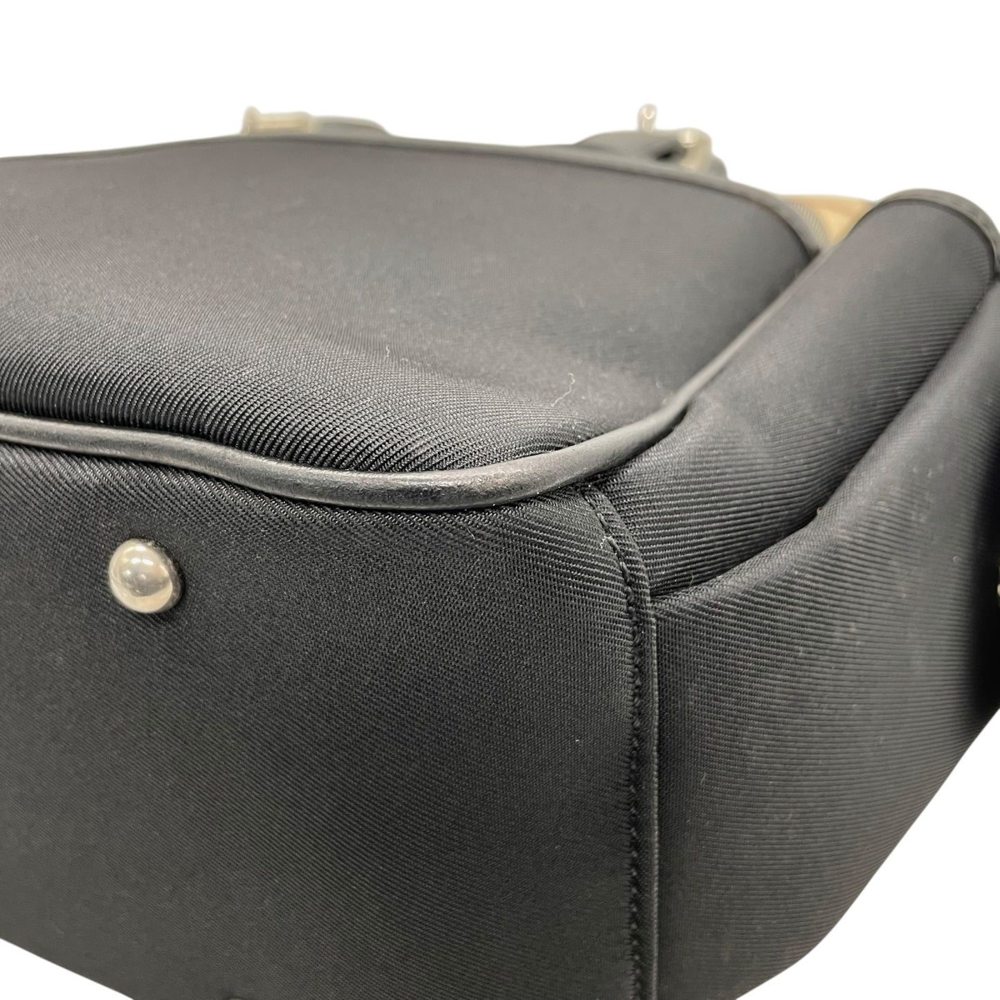 Authentic BURBERRY Check Nylon Leather Tote Bag Black A4 Size