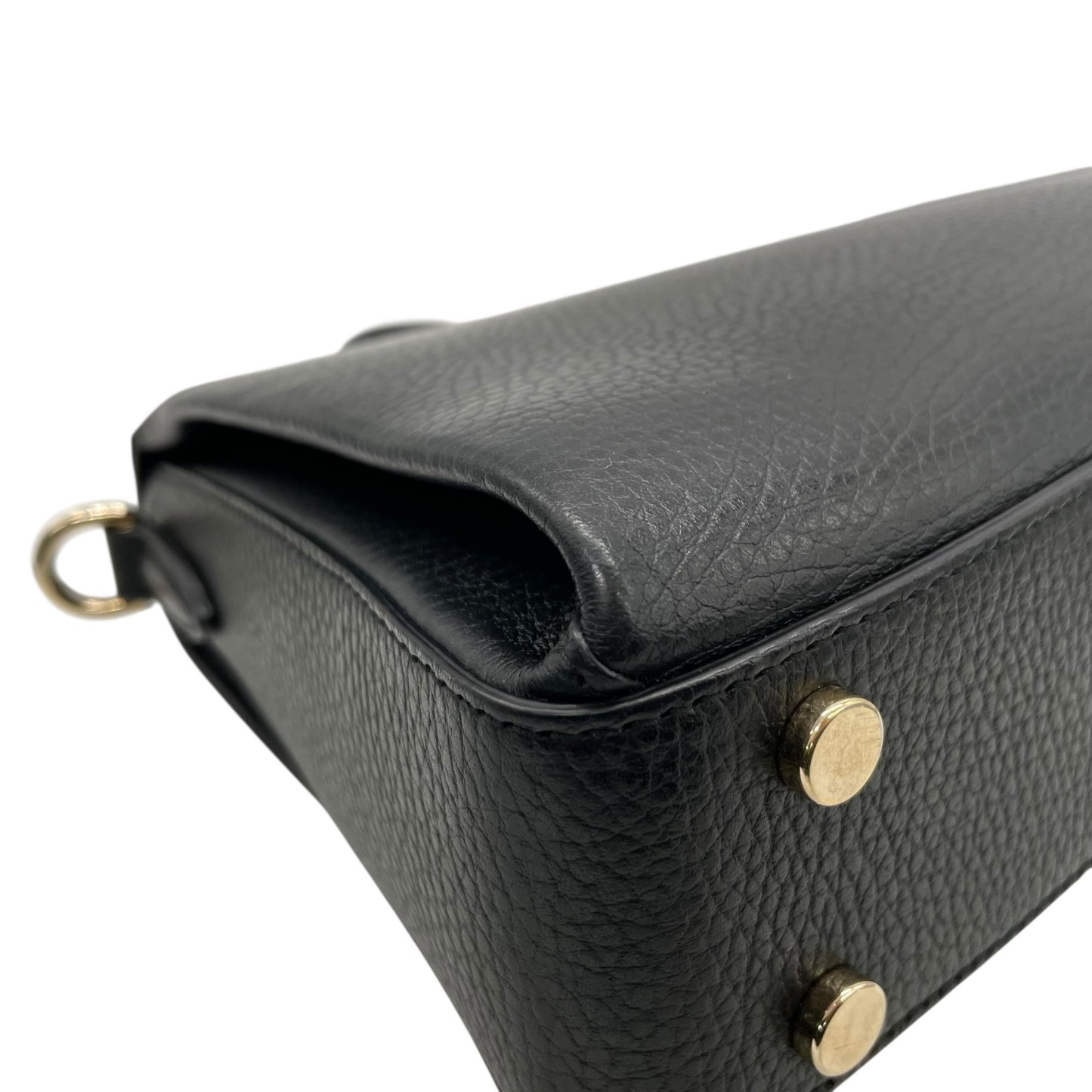 Authentic GUCCI Interlocking G 2Way Handbag Shoulder Bag Black Leather Gold