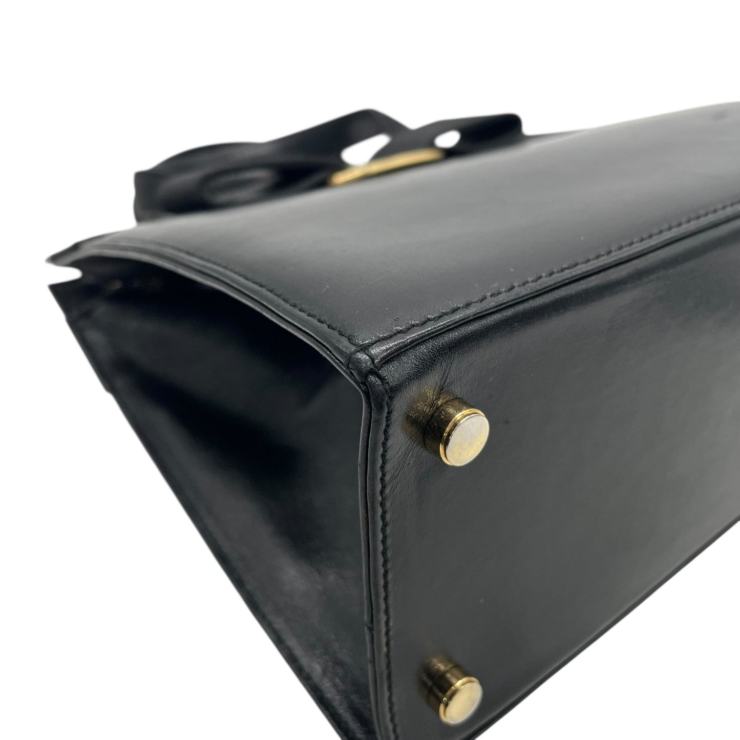 サルヴァトーレ フェラガモ ハンドバッグ フォーマルバッグ ヴァラリボン 2WAY 黒 ショルダーバッグ 斜め掛け ゴールド金具 自立 ブラック レザー ヴィンテージ C