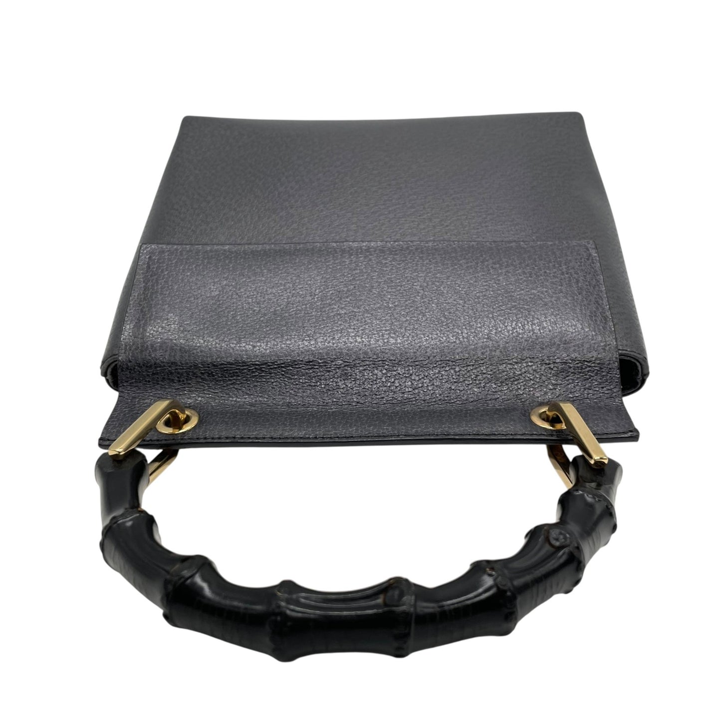 美品 GUCCI グッチ ハンドバッグ バンブー 黒×ネイビー 自立 ゴールド金具 ヴィンテージ オールド金具 フォーマルバッグ D2