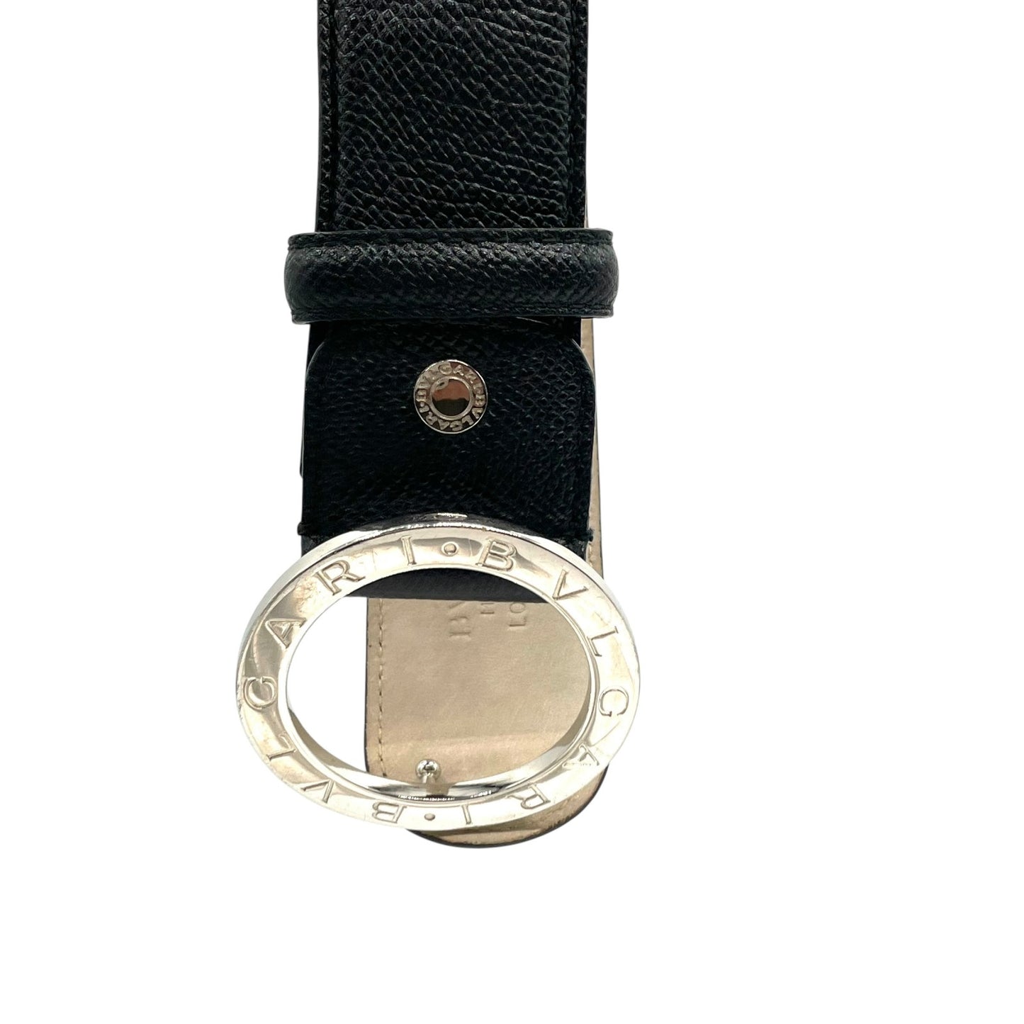 BVLGARI ブルガリ ベルト メンズ 本革 レザー ブラック 黒 サークル ロゴバックル リング シルバー金具 ビーゼロワン 高級 ブランド 紳士 箱付き ギャランティカード M4