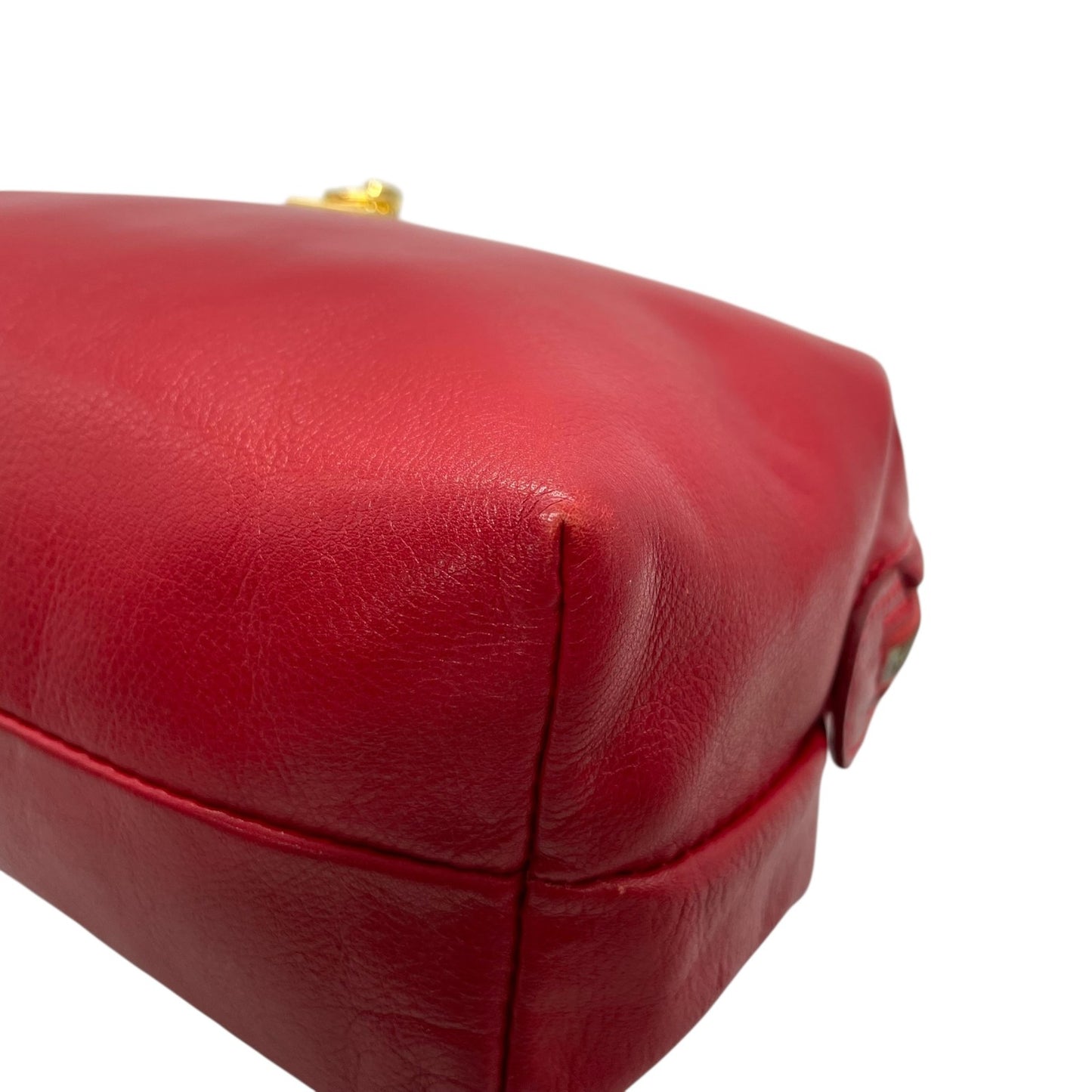 美品 CELINE セリーヌ オールドセリーヌ ポーチ メイクポーチ 化粧ポーチ クラッチバッグ 赤 レッド レザー ゴールド金具 ロゴ ヴィンテージ レディース ヴィンテージ K6