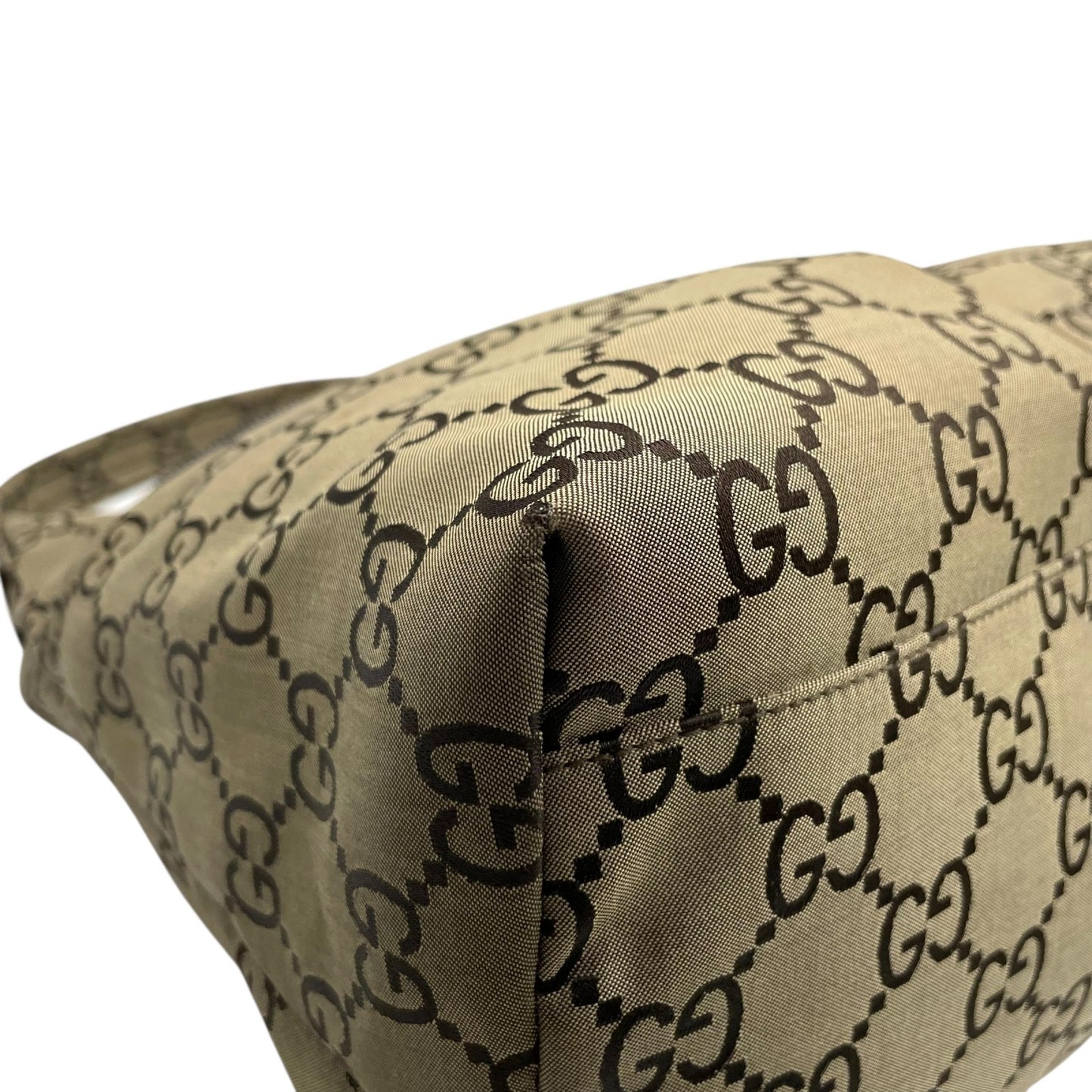 美品 GUCCI グッチ GGキャンバス ワンショルダーバッグ ハンドバッグ カーキ ブラウン キャンバス レザー シルバー金具 GG柄 ダブルポケット レディース K6