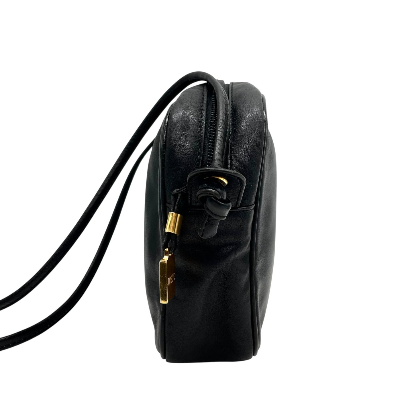 美品 LOEWE ロエベ ショルダーバッグ ミニバッグ コンパクト ポシェット アナグラム ロゴ 黒 ブラック レザー ゴールド金具 斜め掛け可 レディース ヴィンテージ D2