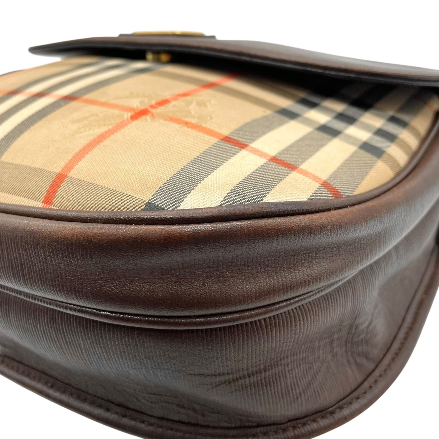 Burberry バーバリー ショルダーバッグ サコッシュ フラップ ノバチェック キャンバス×レザー ブラウン ホースロゴ シャドーホース ゴールド金具 クロスボディ ヴィンテージ アーカイブ ユニセックス K2