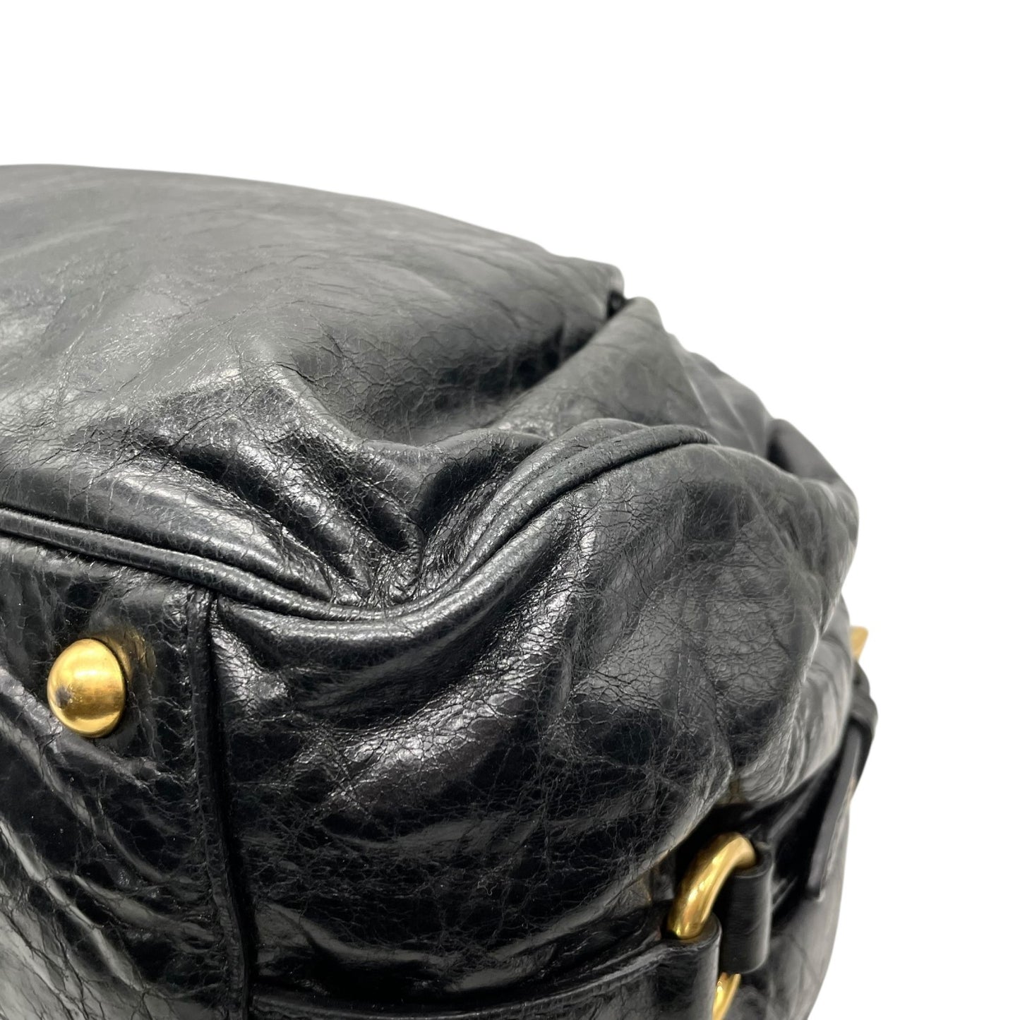 美品 miumiu ミュウミュウ 2WAY ハンドバッグ ショルダーバッグ 黒 ブラック レザー ゴールド金具 肩掛け可 カデナチャーム アーカイブ レディース ヴィンテージ D