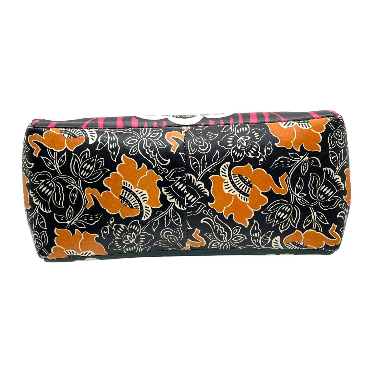 希少 美品 VALENTINO GARAVANI ヴァレンティノ・ガラヴァーニ ハンドバッグ フローラルプリント マイム シングルハンドル グリーン系 マルチカラー レザー シルバー金具 レディース D