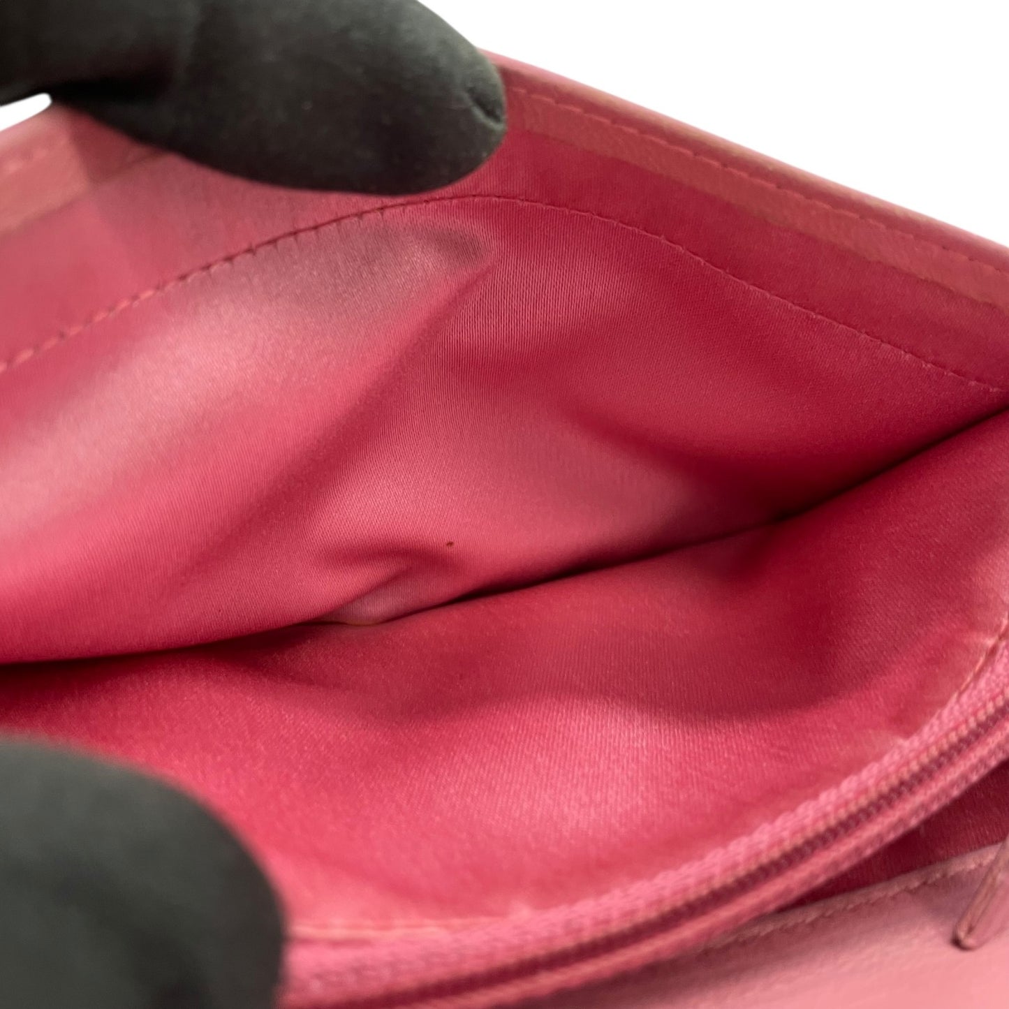 シャネル CHANEL カメリア ラムスキン 長財布 ウォレット ピンク ココマーク シルバー エンボス レディース W4