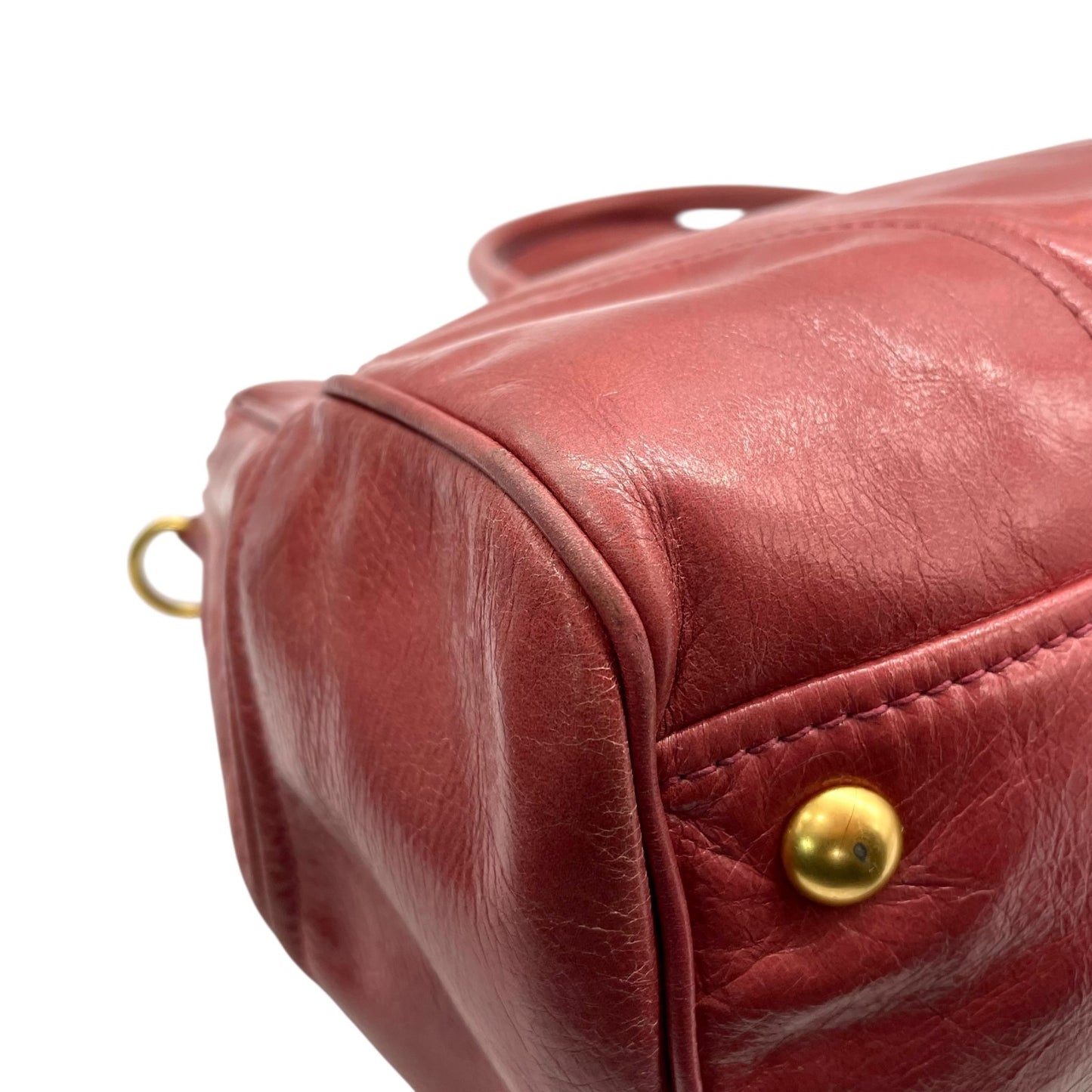 ミュウミュウ MIU MIU レザー ハンドバッグ トートバッグ ピンク ヴィッテロ miu miu VITELLO SHINE 2way Red Tote Bag K5