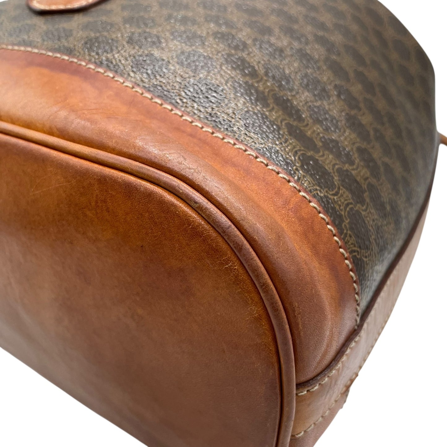 CELINE オールドセリーヌ ショルダーバッグ トリオンフ 巾着 M90 マカダム柄 ヴィンテージ ゴールド金具 レディース K9