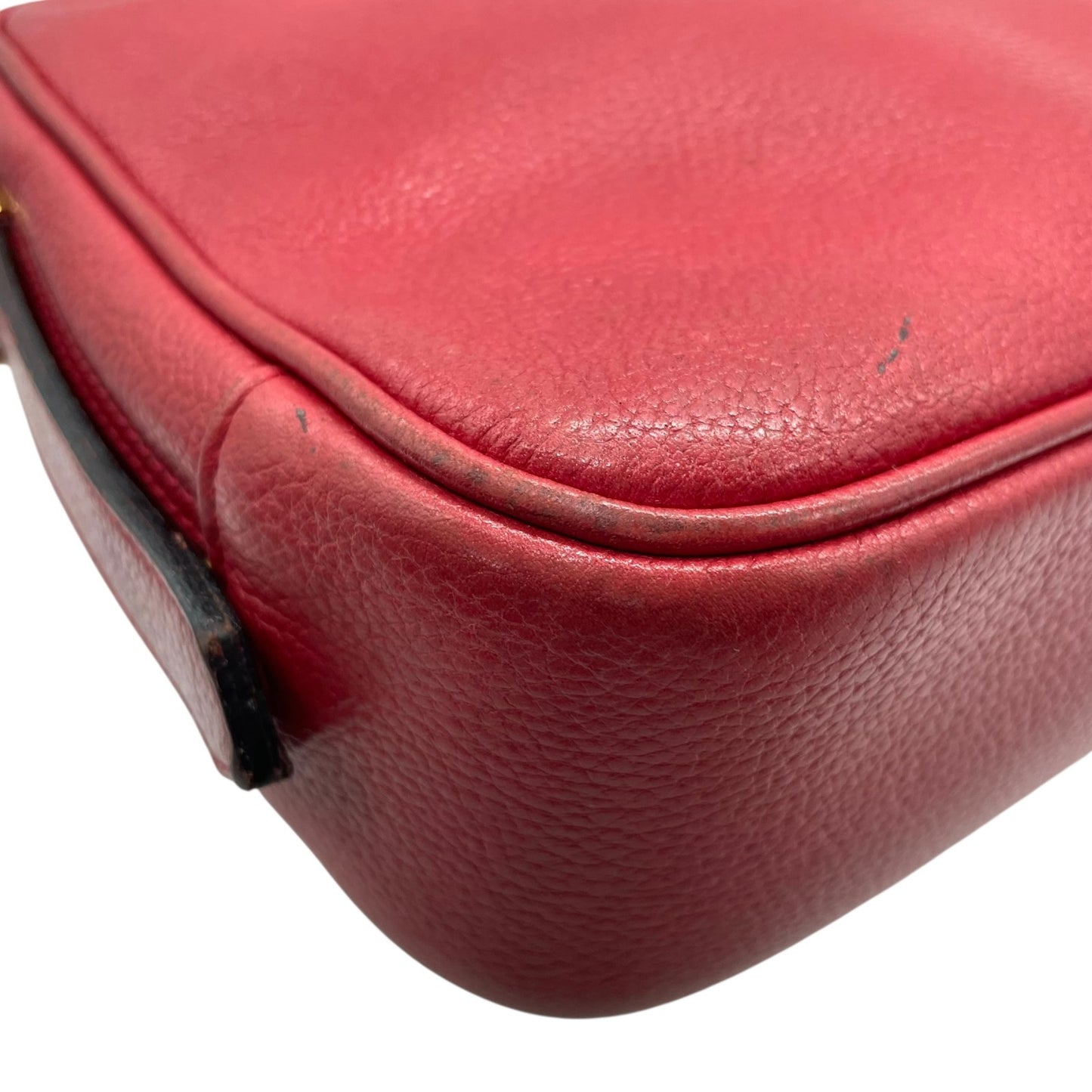 イヴサンローラン Yves Saint Laurent YSL ヴィンテージ ショルダーバッグ 赤 レッド レザー ゴールドロゴ 金金具 コンパクト A1