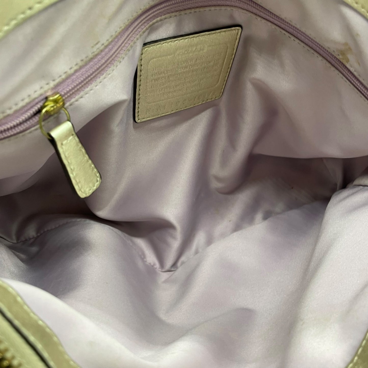 COACH コーチ トートバッグ ショルダーバッグ F16475 コレット シグネチャー キャリーオール サテン キャンバス レザー ベージュ ゴールド 肩掛け可 レディース E10