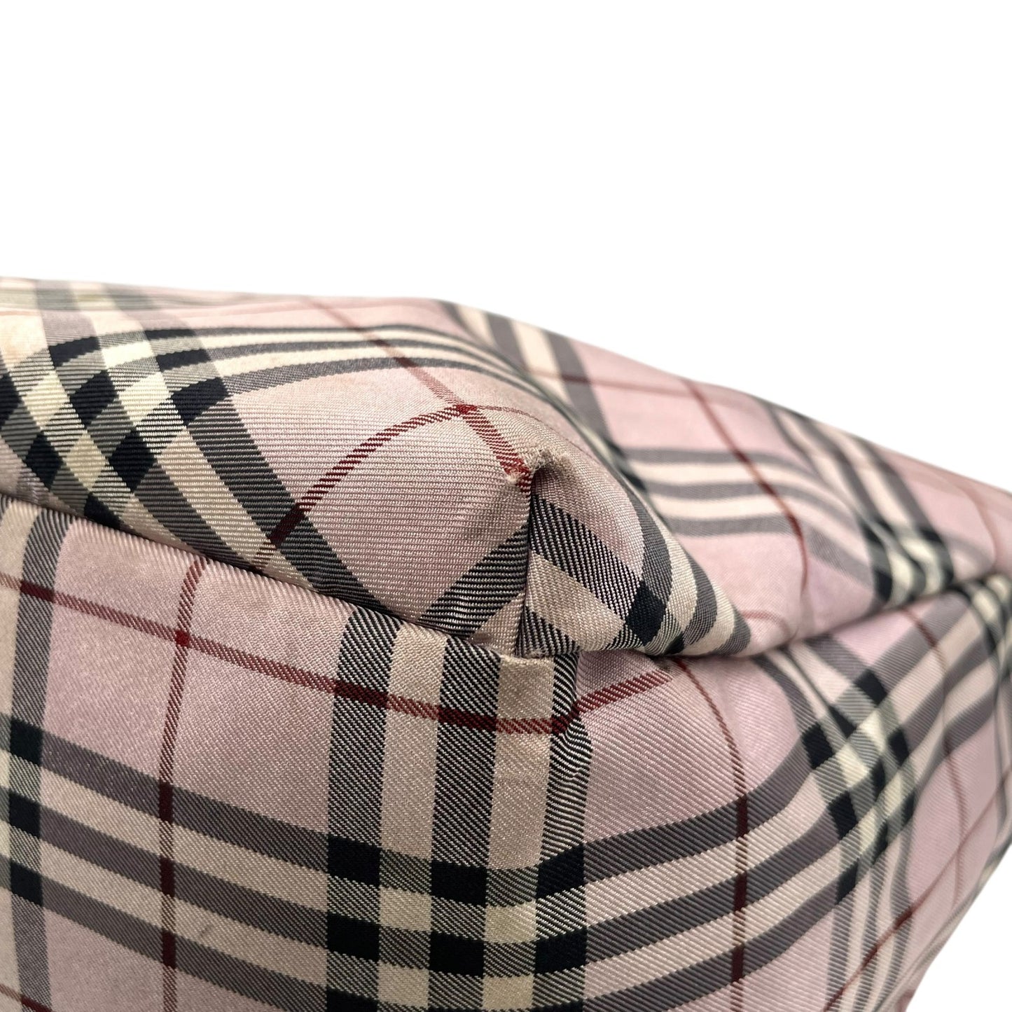 BURBERRY BLUE LABEL バーバリーブルーレーベル ハンドバッグ ノバチェック ピンク ブラウン シルバー金具 ナイロン レザー ファスナー開閉 ミニトート 手提げ ヴィンテージ レディース U9