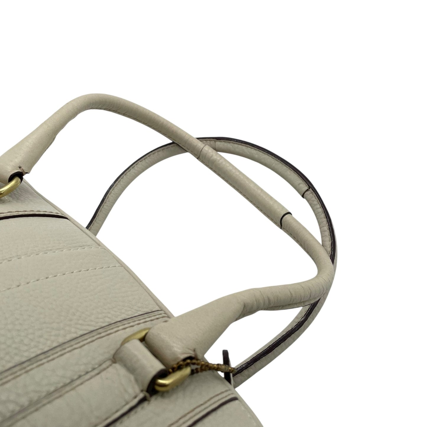 コーチ COACH ハンドバッグ レザー 白 ホワイト系 チャーム タグ付き フリンジ レディース T3