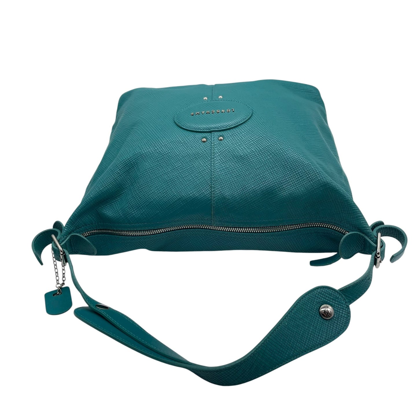 ロンシャン LONGCHAMP クアドリ レザー ホーボーバッグ ショルダーバッグ 水色 ターコイズブルー シルバー金具 U2