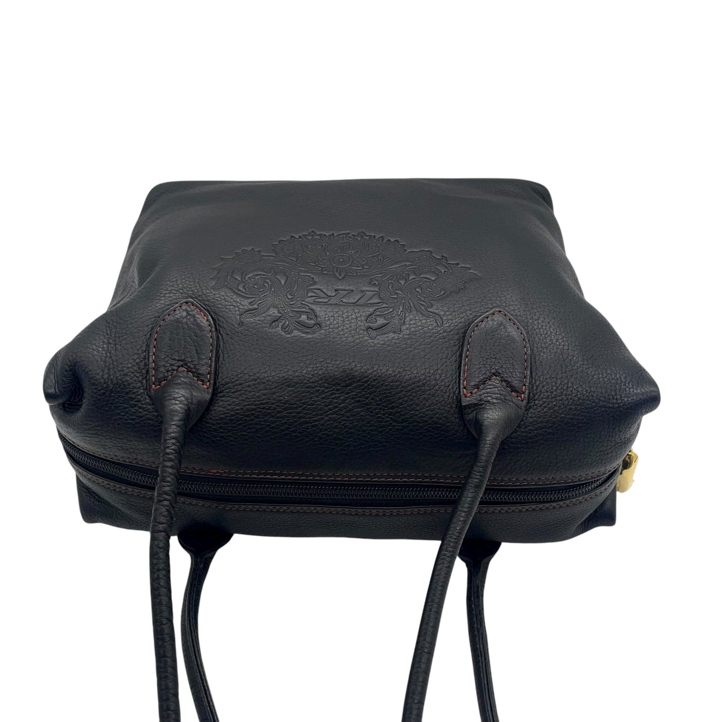 トリコサ TRICOSA レザー トートバッグ 黒 ブラック 型押しロゴ ショルダー 本革 PC収納可 A4収納可 S93