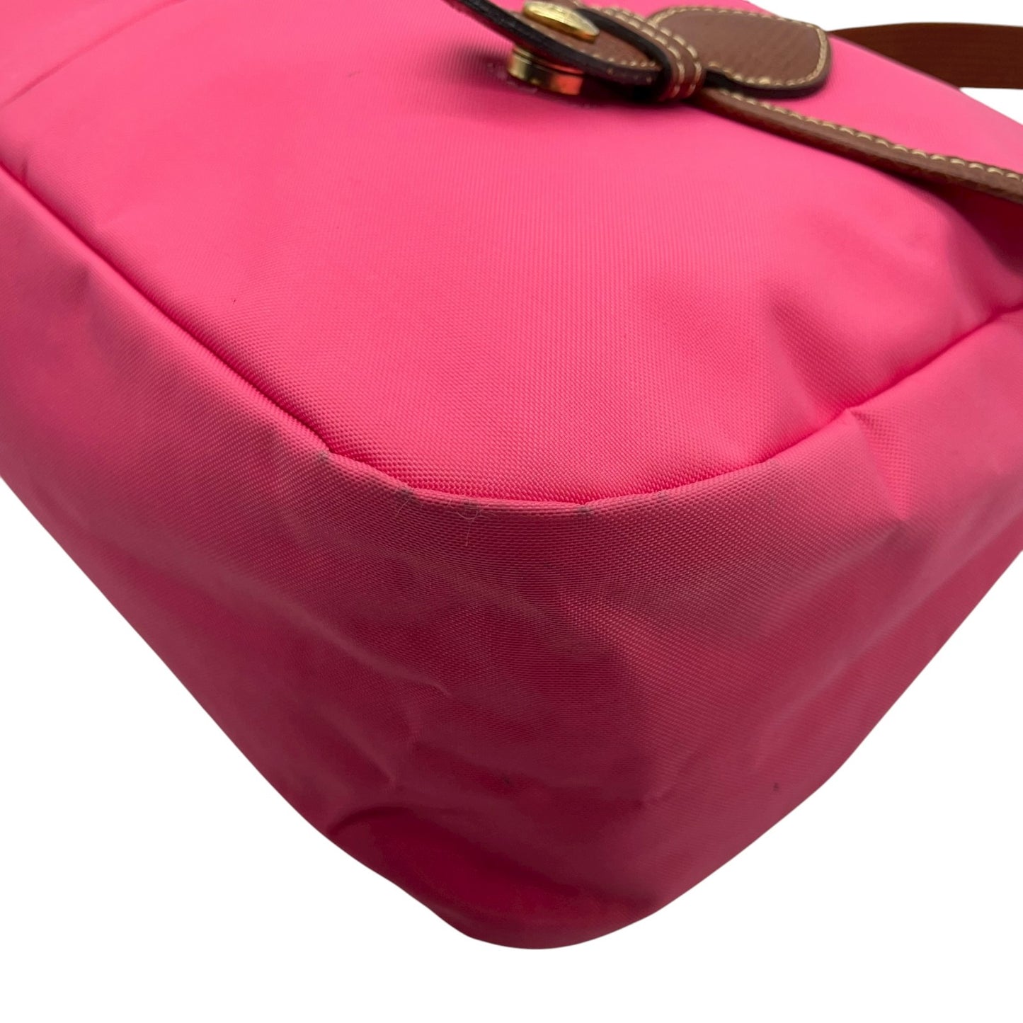 ロンシャン LONGCHAMP ナイロン ショルダーバッグ ピンク ブラウン 茶色 レザー ツインポケット メッセンジャーバッグ ゴールド金具 レディース U2