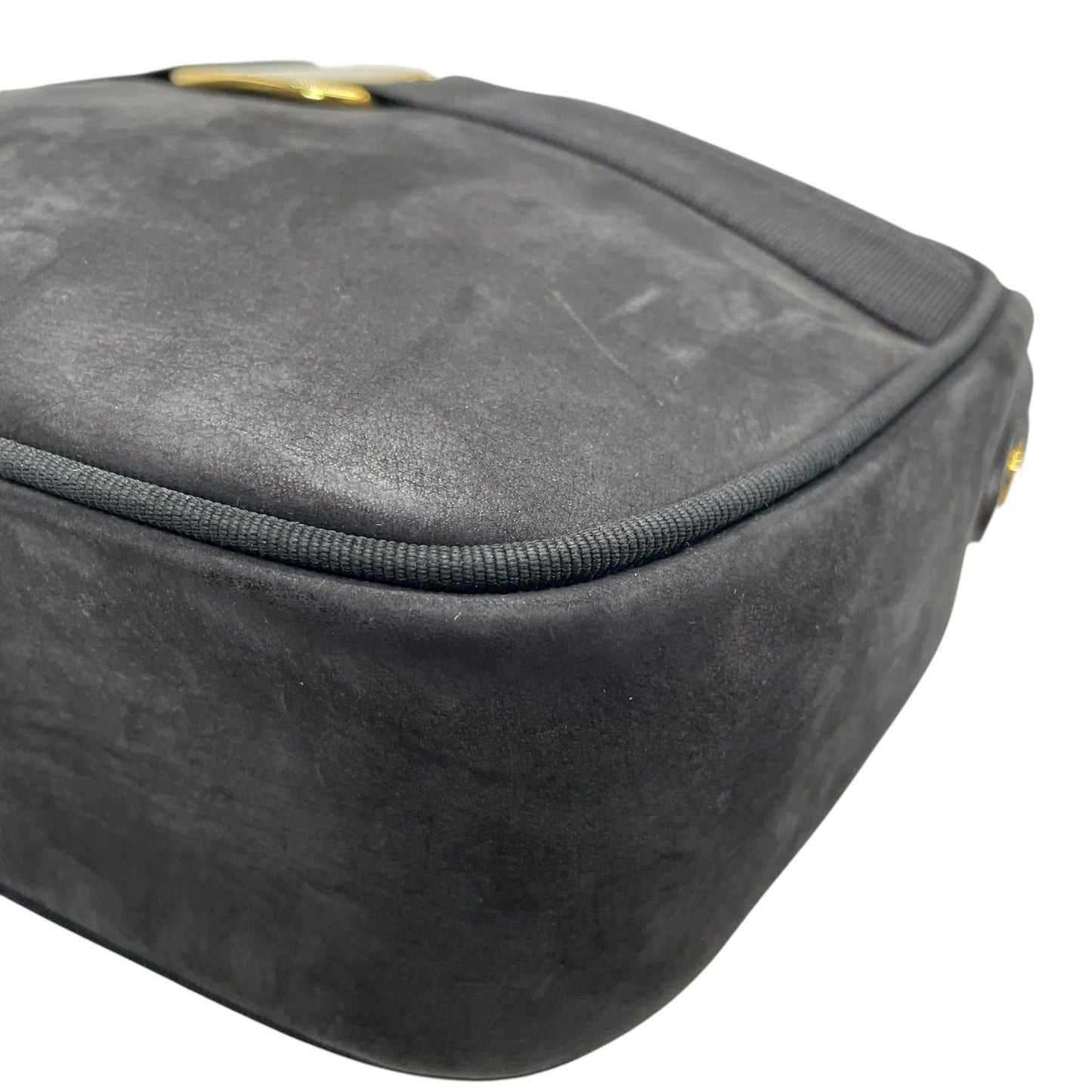 サルヴァトーレ フェラガモ Salvatore Ferragamo ヴァラリボン ショルダーバッグ スエード 黒 ブラック 金金具 ゴールド金具 ヴィンテージ C6