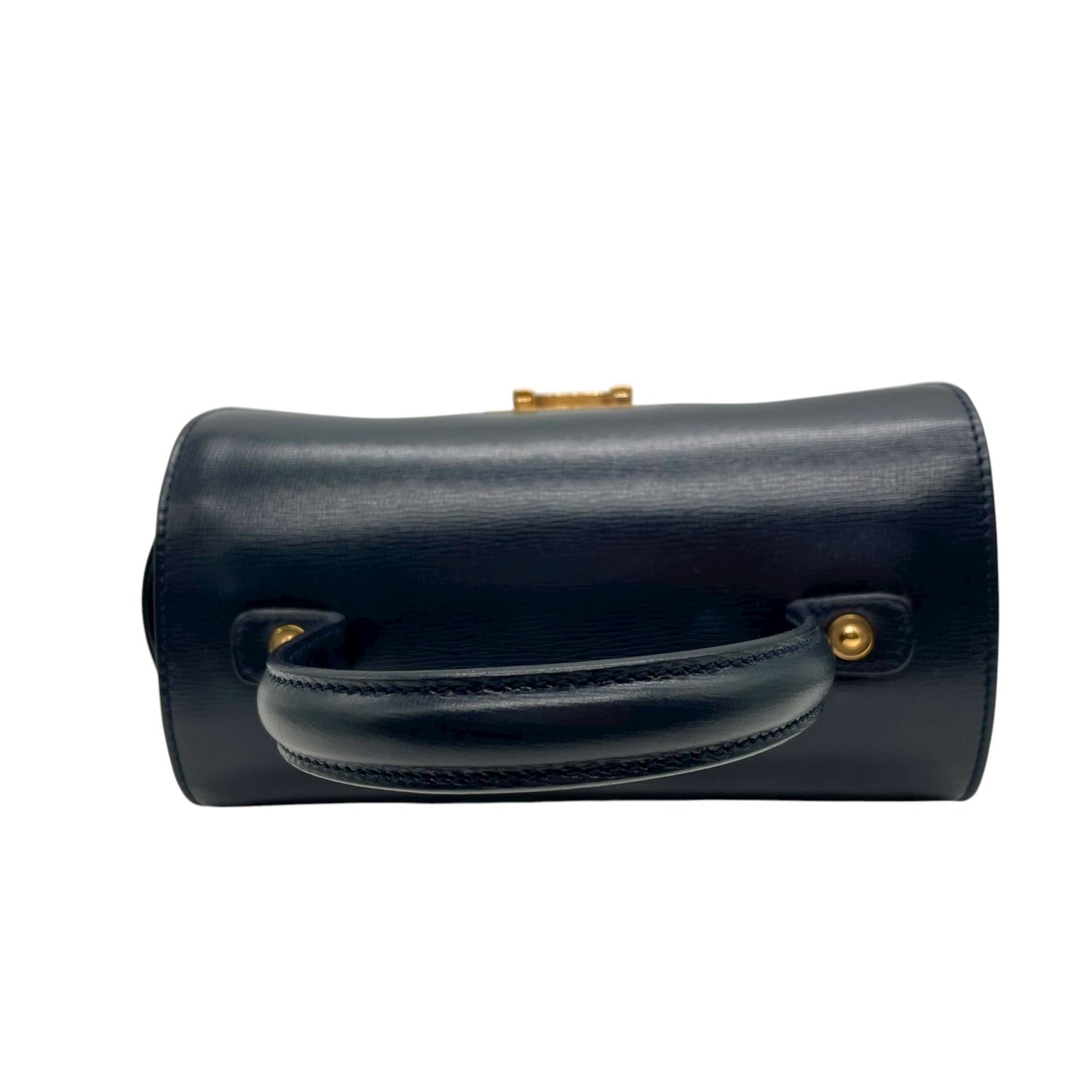 未使用級 極 美品 ヴァレクストラ Valextra ハンドバッグ ミニ レザー ネイビー 紺 金金具 ゴールド金具 イタリア製 上品 B