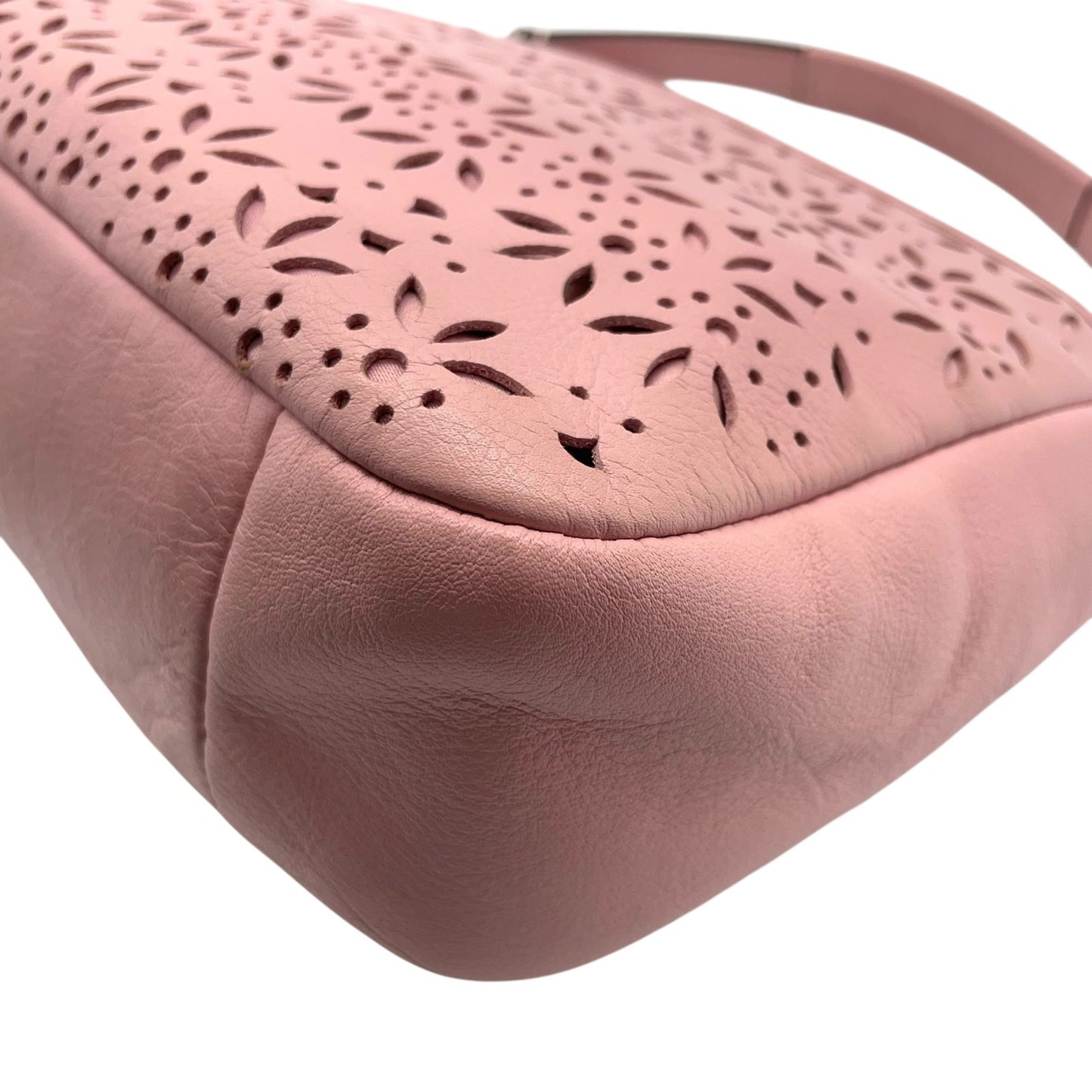 コーチ COACH フラワーカットワーク レザー ワンショルダー ショルダーバッグ ピンク 2WAY シルバー金具 S50