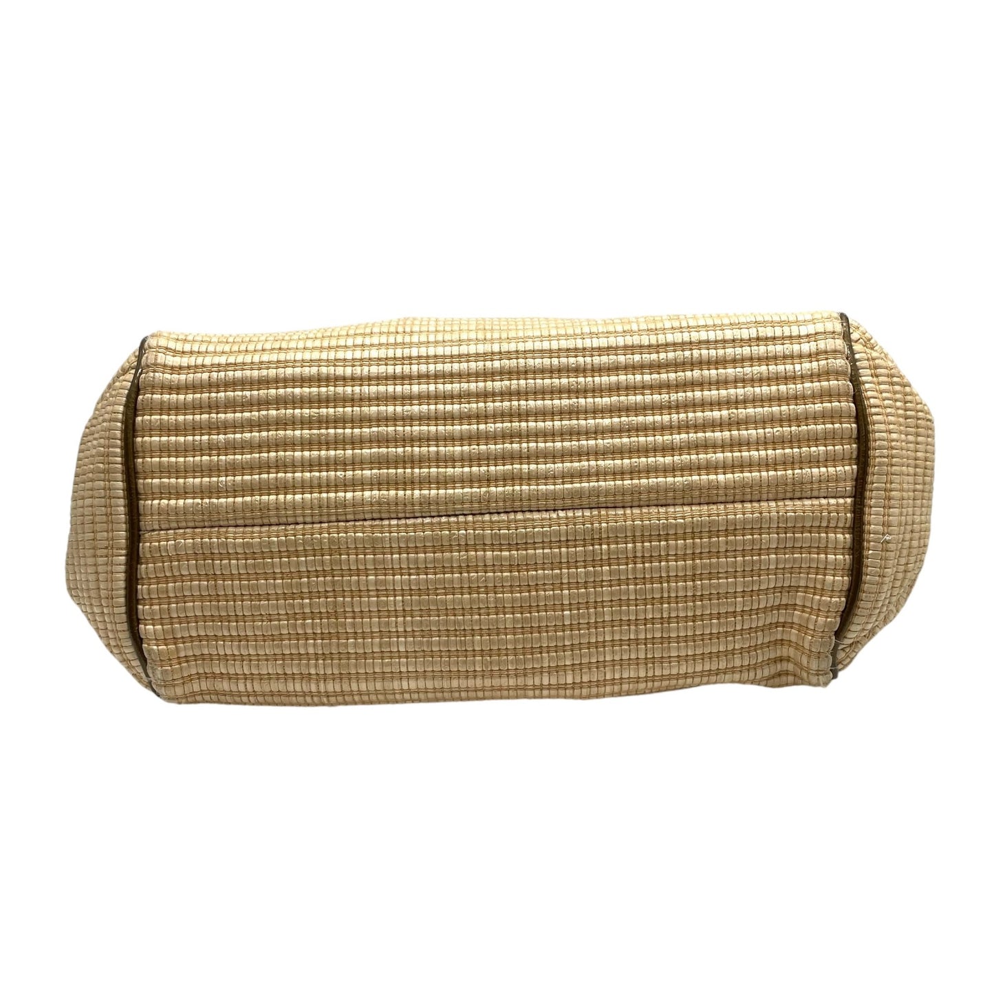 フルラ FURLA ラフィア レザー ハンドバッグ トート カーキ ベージュ ナチュラル 高級感 かごバッグ C2