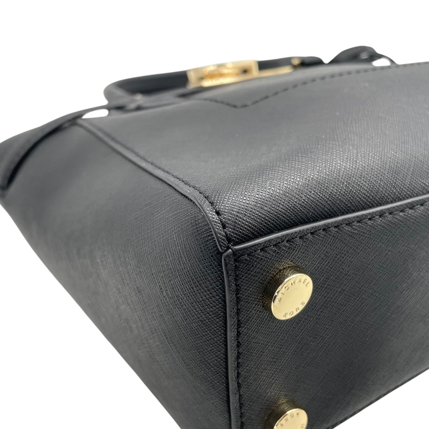 美品 マイケルコース MICHAEL KORS ハミルトン 2WAY ハンドバッグ ショルダーバッグ 黒 ブラック 金 ゴールド レザー S29